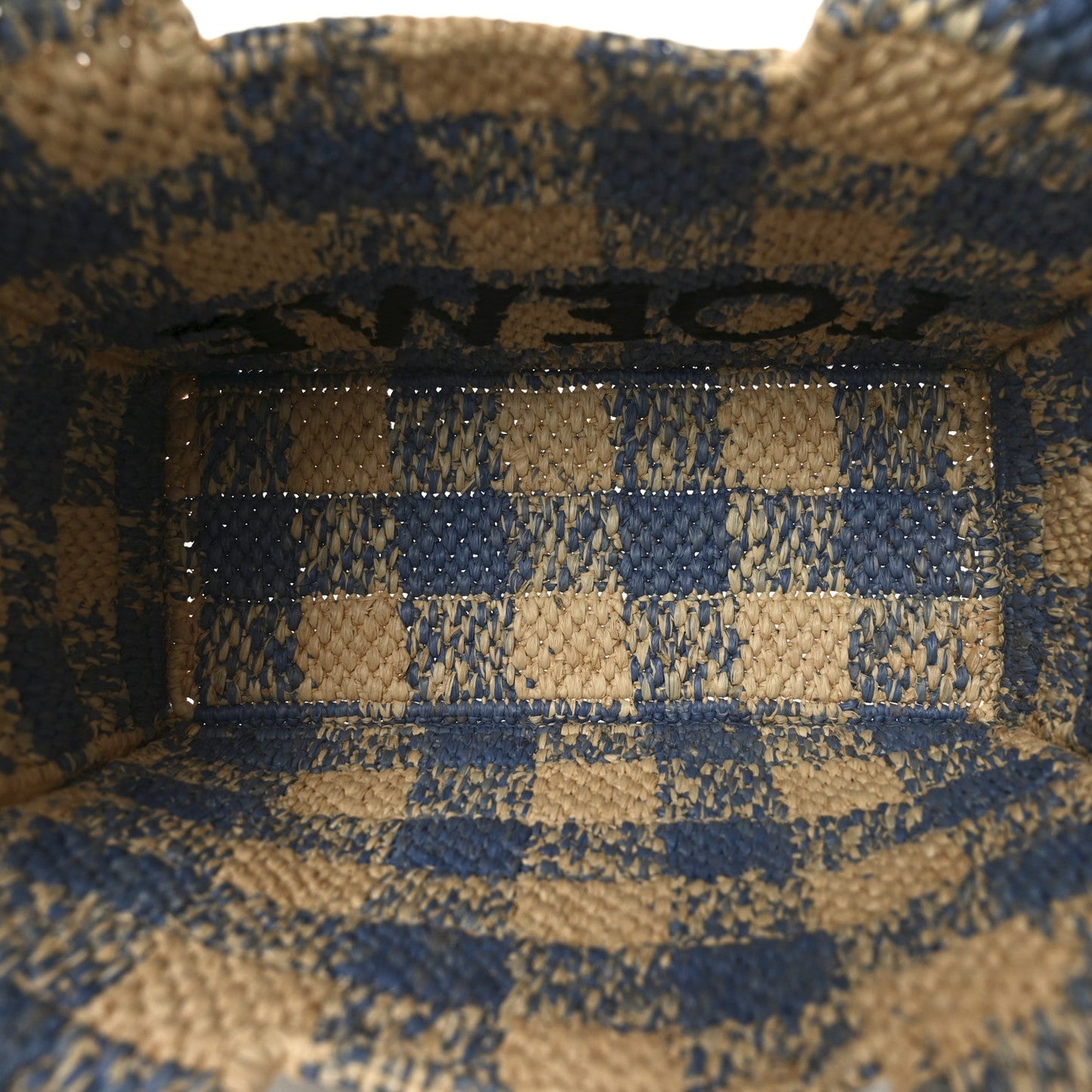 X PAULA'S IBIZA Raffia Small Font Tote Natural Light Blue