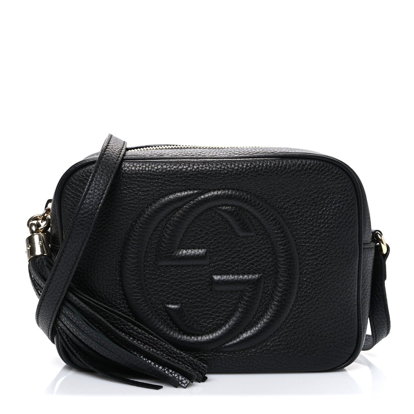 Pebbled Calfskin Small Soho Disco Bag Black