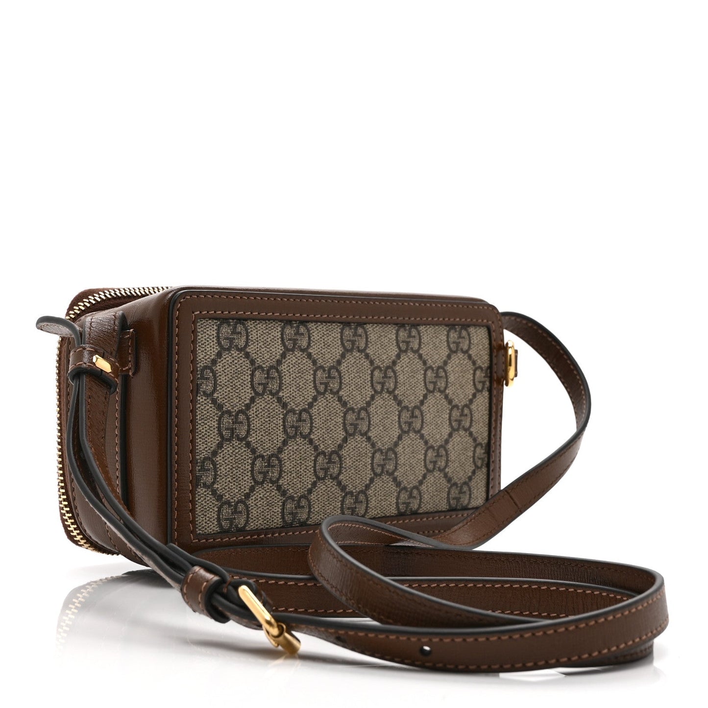 GG Supreme Monogram Azalea Calfskin Mini Retro Interlocking G Mini Shoulder Bag Beige Ebony Brown Sugar