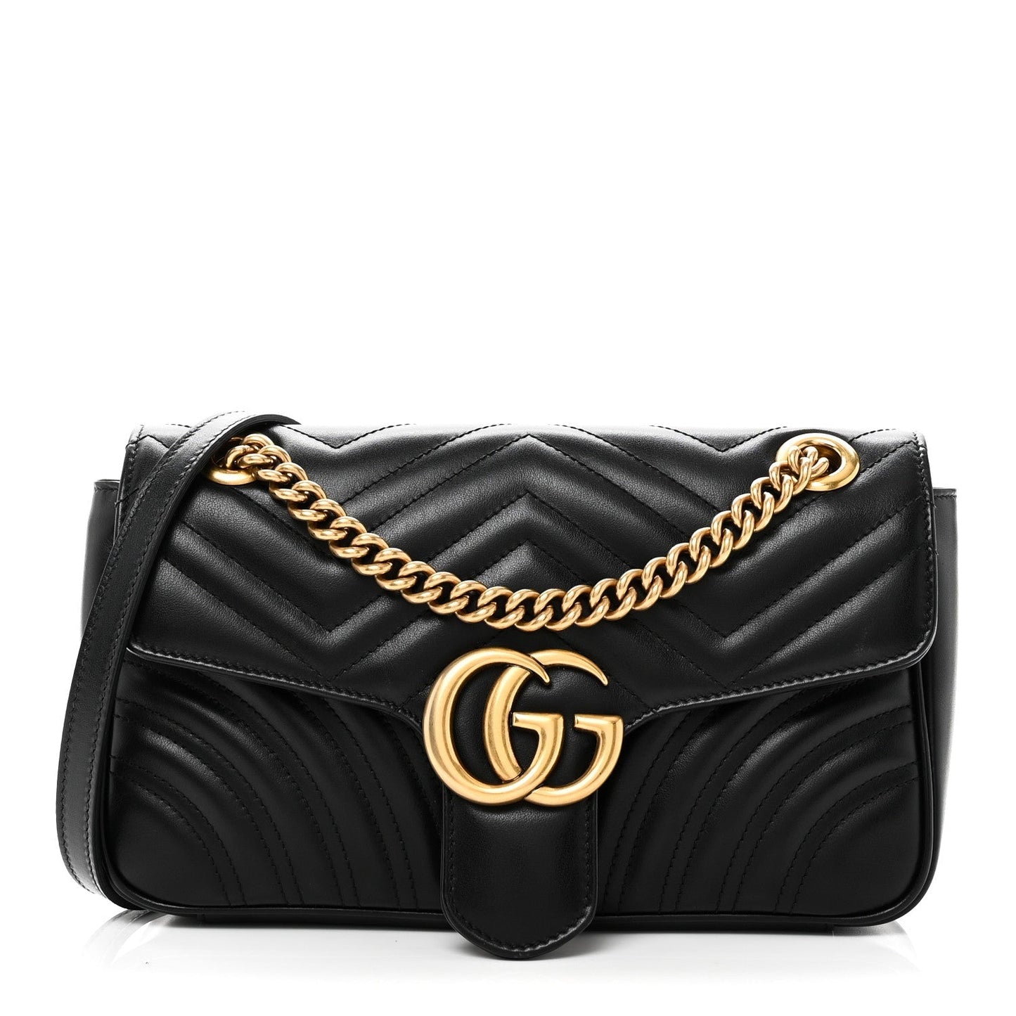 Calfskin Matelasse Small GG Marmont Shoulder Bag Black