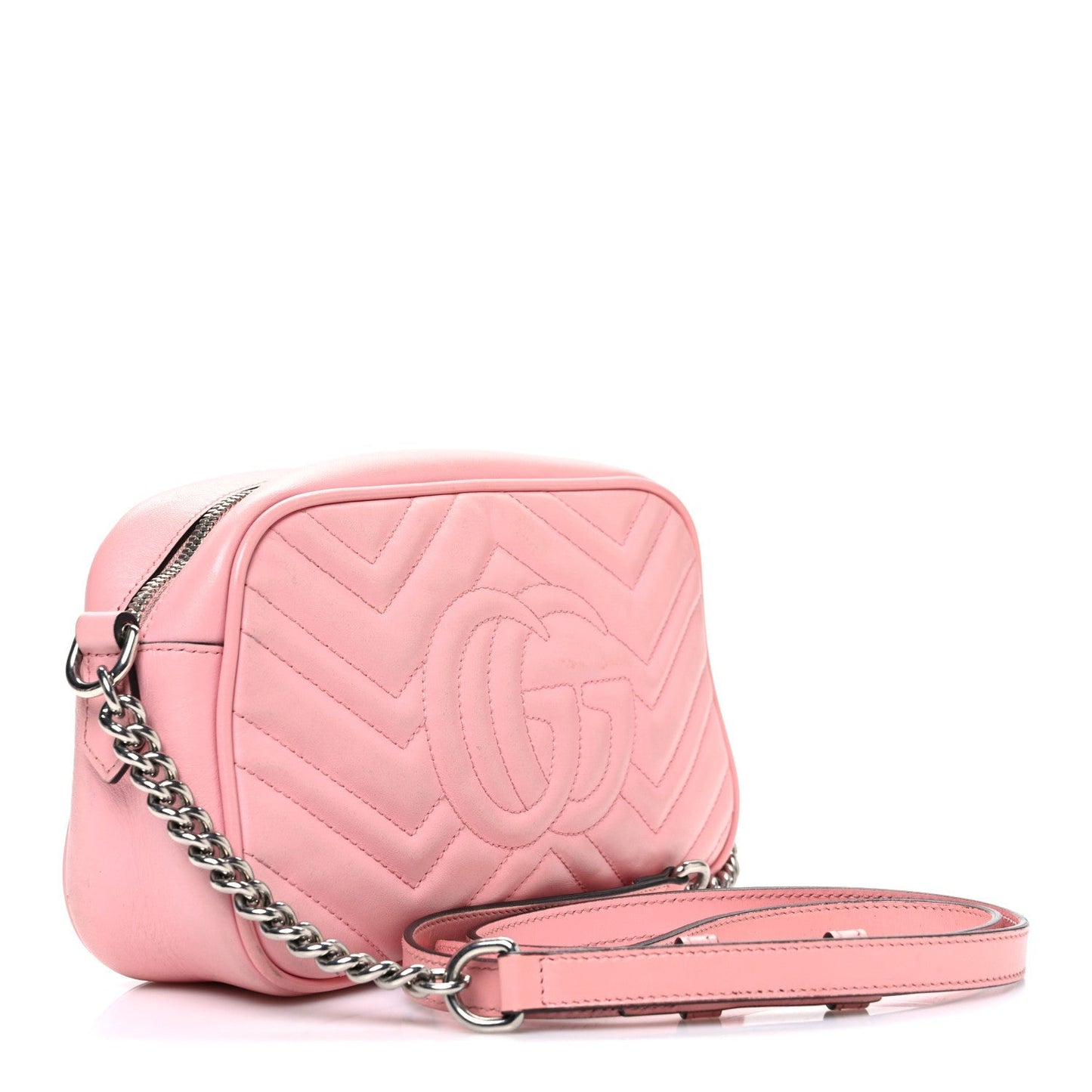 Calfskin Matelasse Small GG Marmont Chain Shoulder Bag Wild Rose