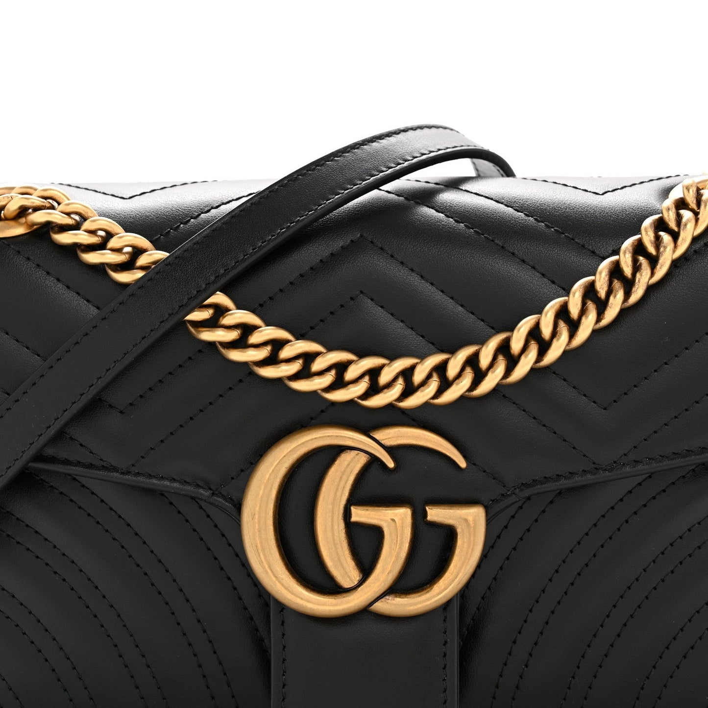 Calfskin Matelasse Small GG Marmont Shoulder Bag Black