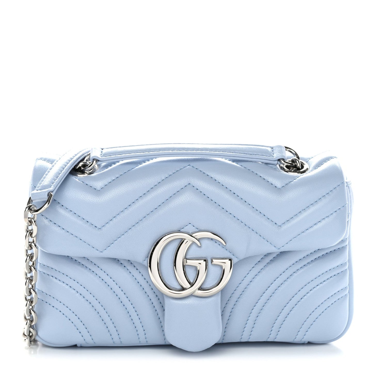 Lambskin Matelasse Small GG Marmont Shoulder Bag Porcelain Light Blue