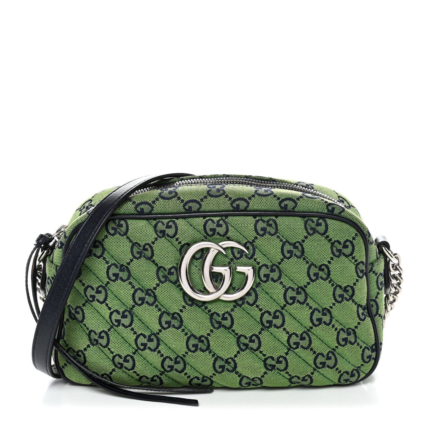 Monogram Multicolor Matelasse Diagonal Small GG Marmont Chain Shoulder Bag Green Blue