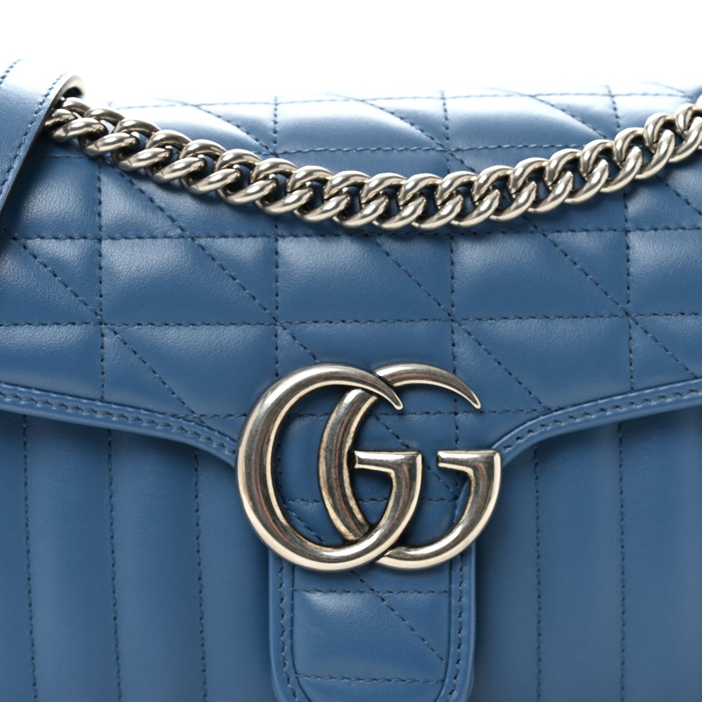 Calfskin Matelasse Aria Small GG Marmont Shoulder Bag  Clear Blue