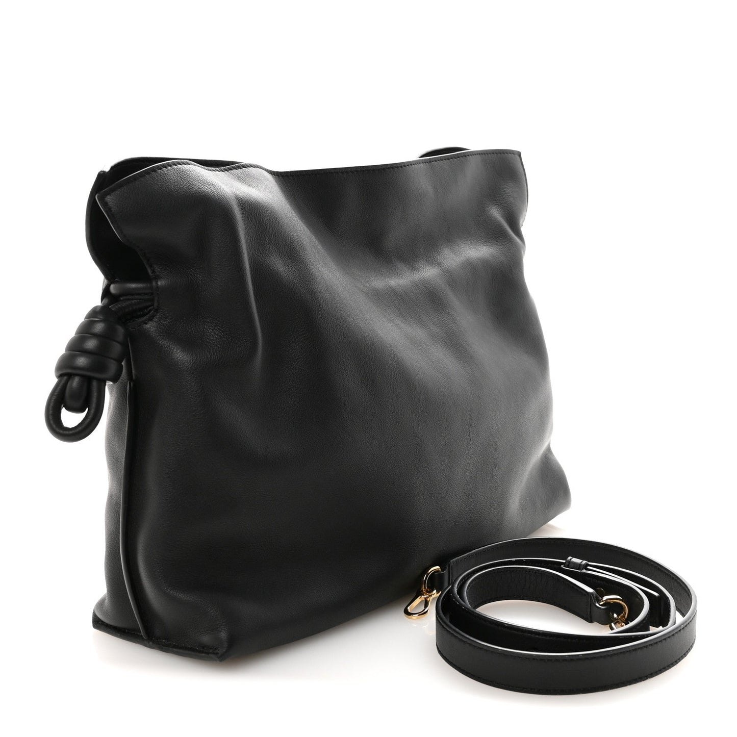 Nappa Medium Flamenco Knot Bag Black