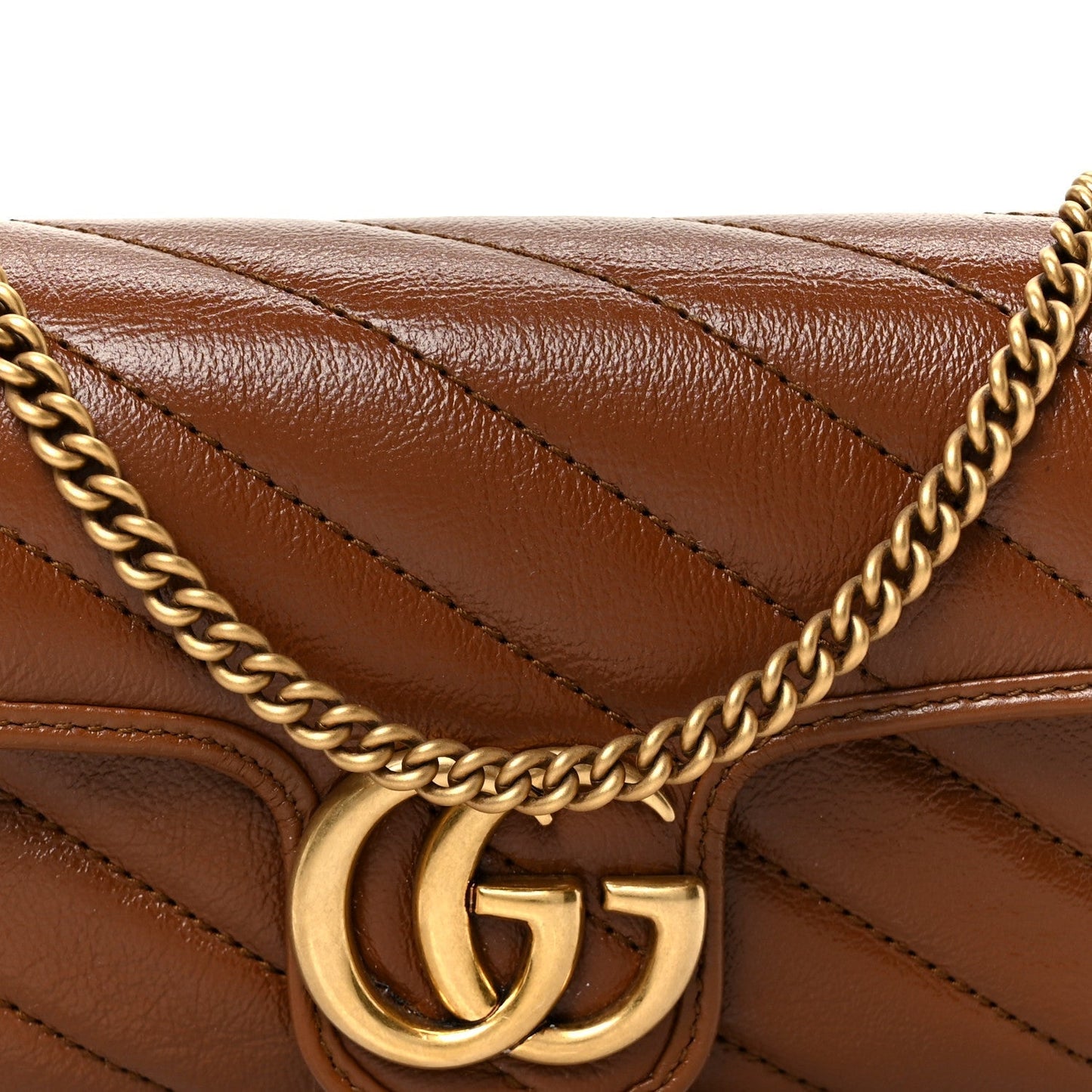 Azalea Calfskin Matelasse Diagonal Super Mini GG Marmont Shoulder Bag Cuir