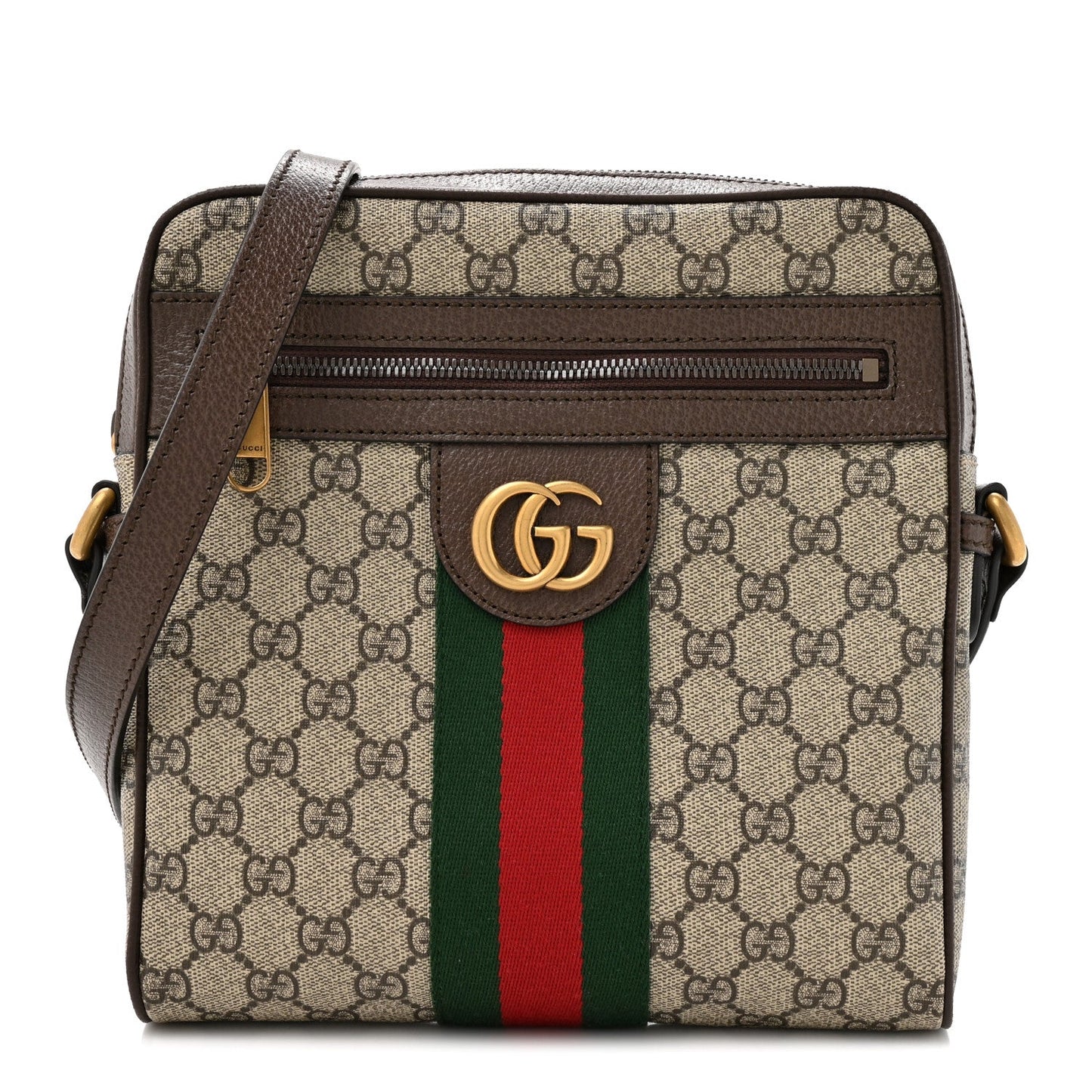 GG Supreme Monogram Web Small Ophidia Messenger Bag Brown