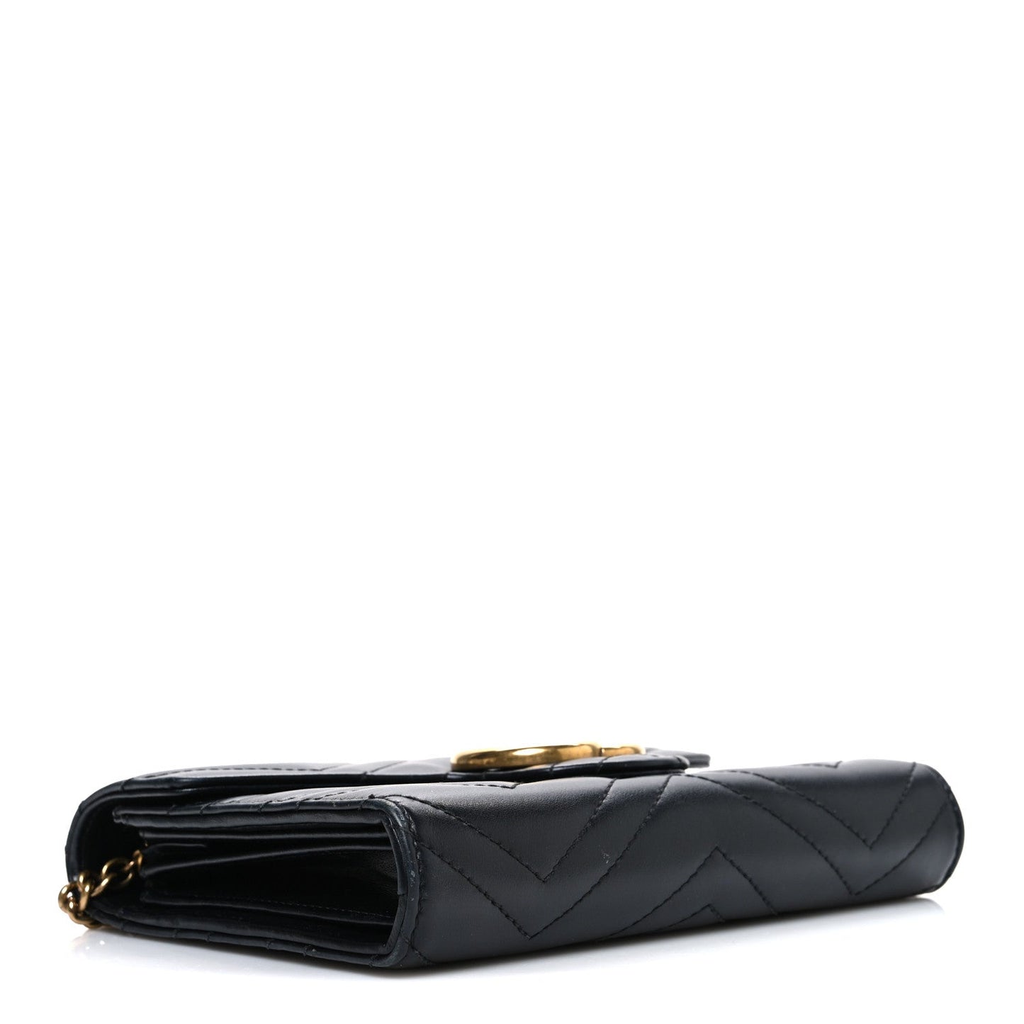Calfskin Matelasse GG Marmont Chain Wallet Black