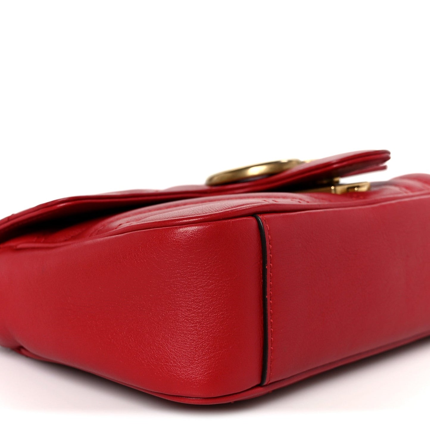 Calfskin Matelasse Mini GG Marmont Shoulder Bag Hibiscus Red