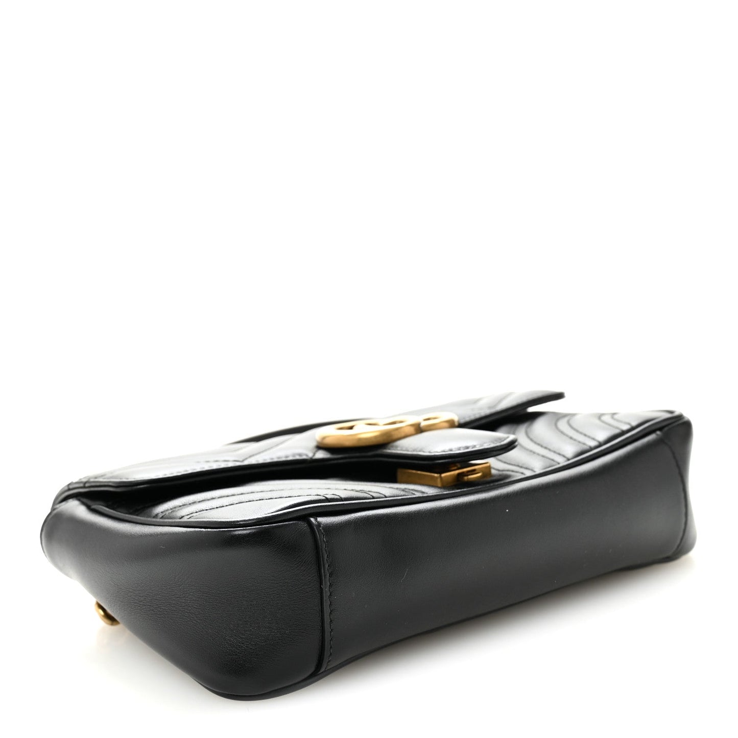 Calfskin Matelasse Small GG Marmont Shoulder Bag Black