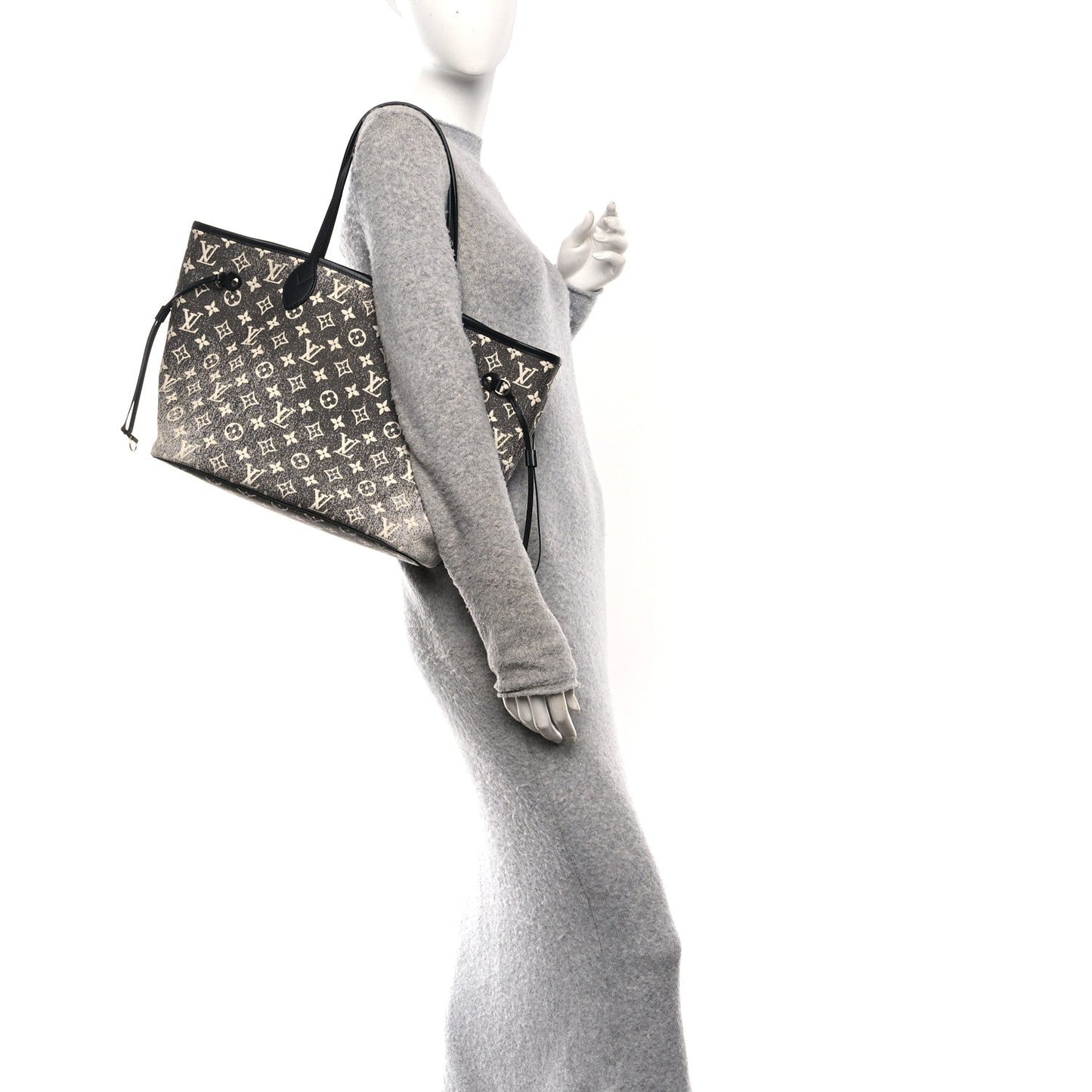 Denim Monogram Jacquard Neverfull MM Grey