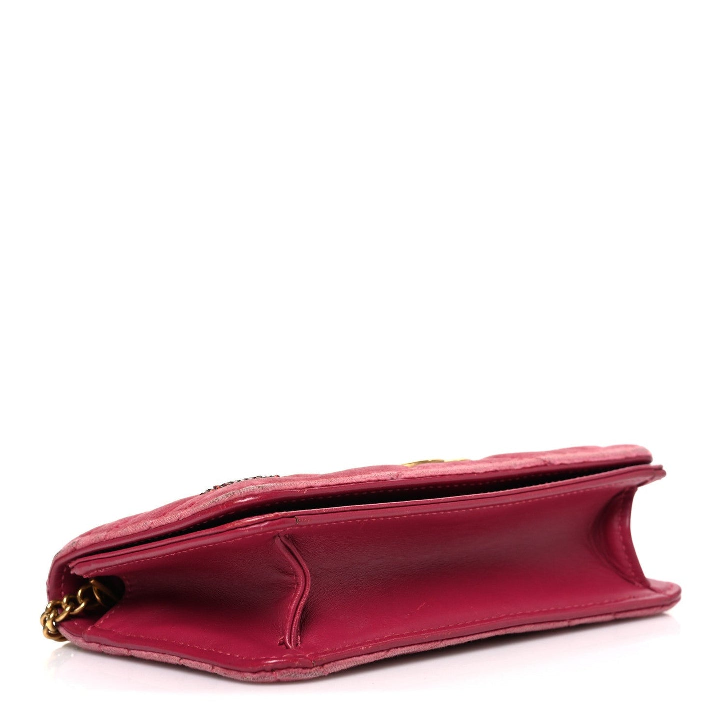 Velvet Matelasse Crystal Sequin Heart Embroidered GG Marmont Mini Bag Light Raspberry Rose