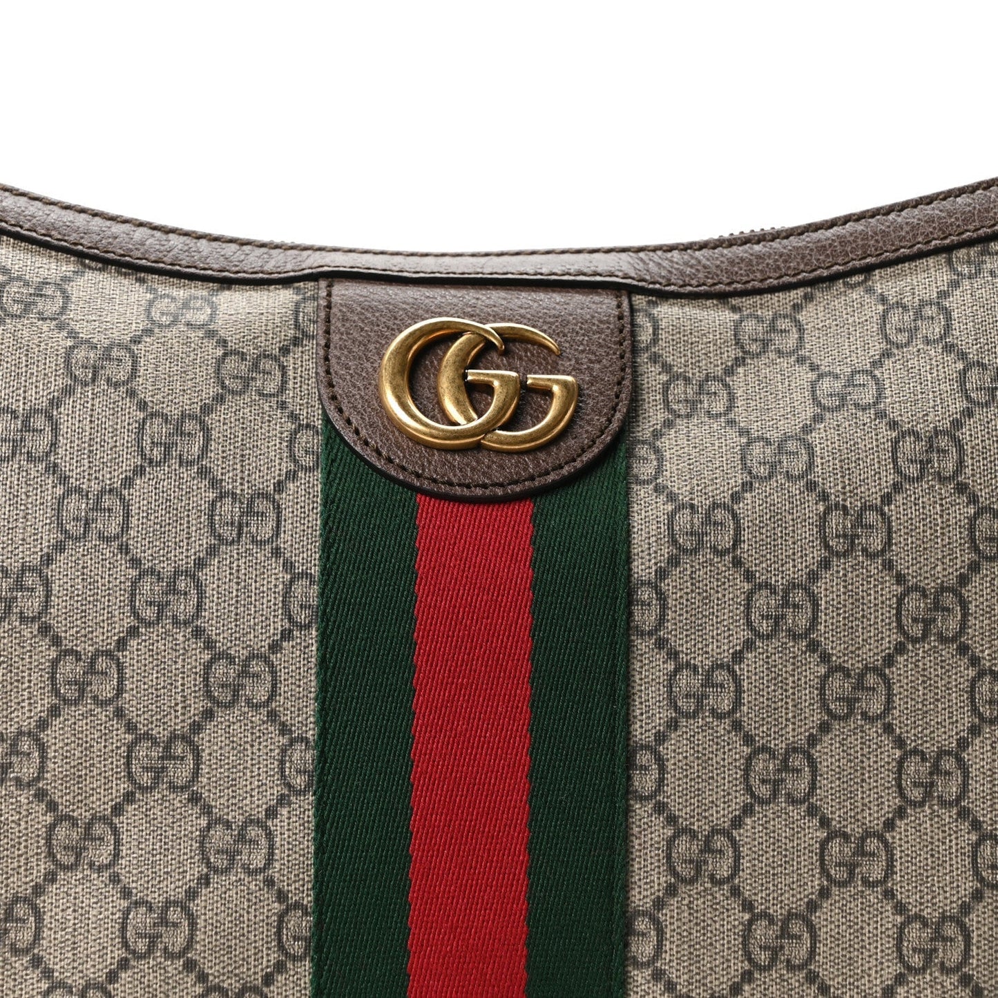 GG Supreme Monogram Web Ophidia Half Moon Hobo Brown