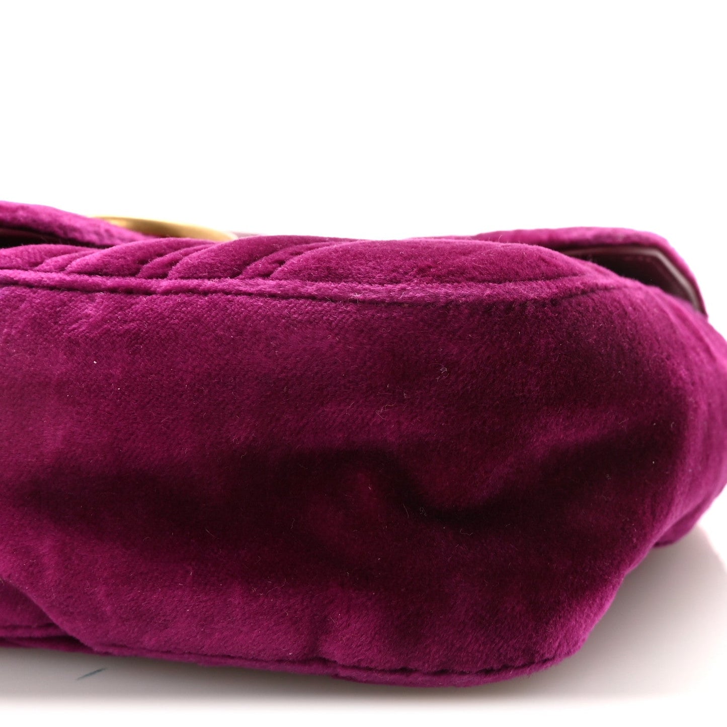 Velvet Matelasse Mini GG Marmont Shoulder Bag Fuchsia Violet Cyclamen