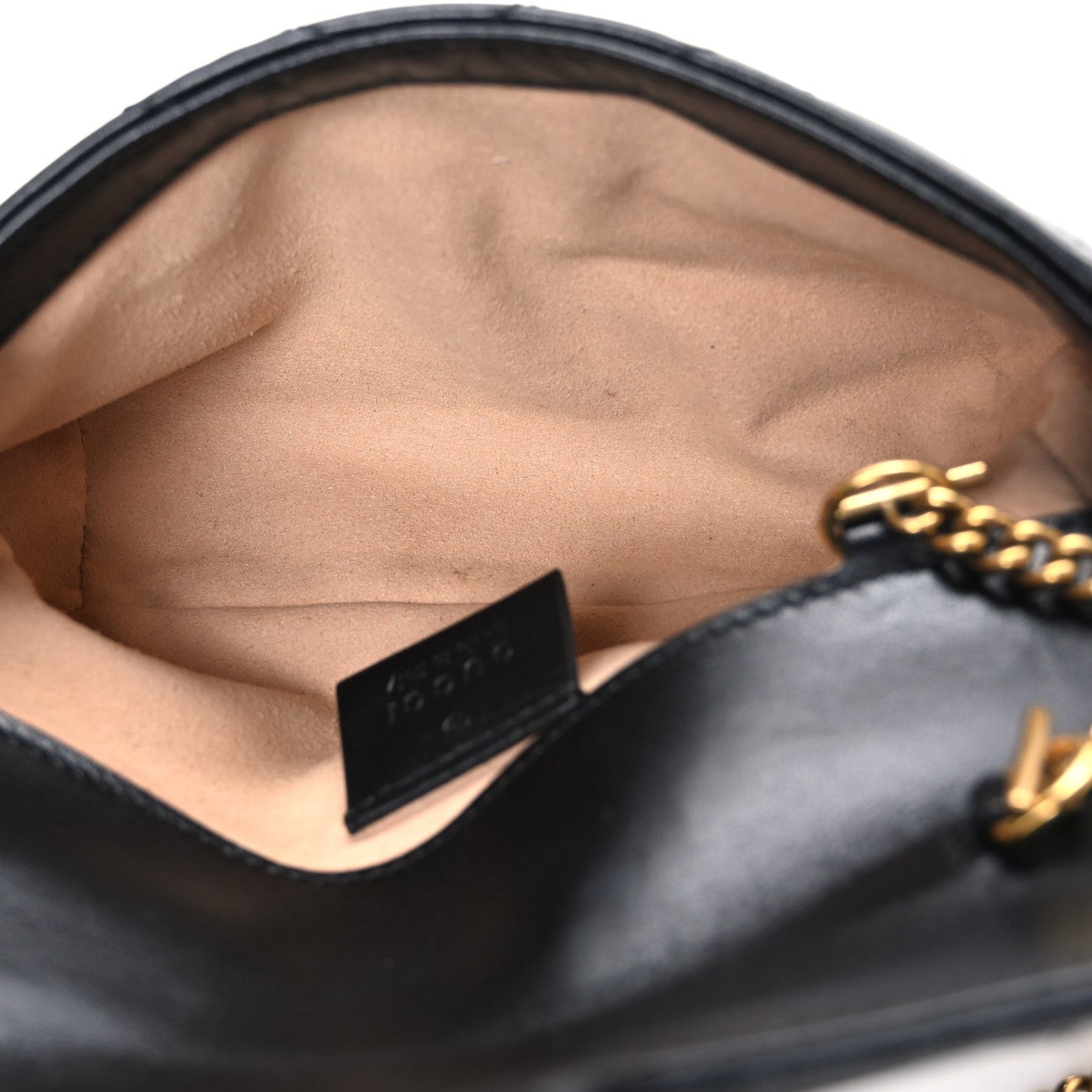 Calfskin Matelasse Super Mini GG Marmont Shoulder Bag Black