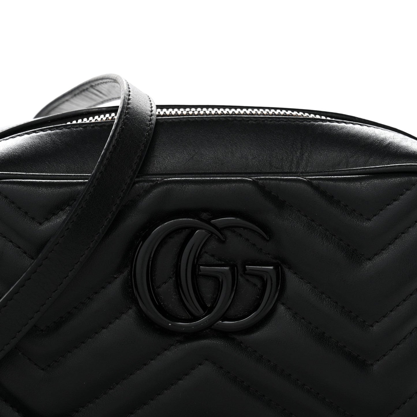 Calfskin Matelasse Monochrome Small GG Marmont Chain Shoulder Bag Black