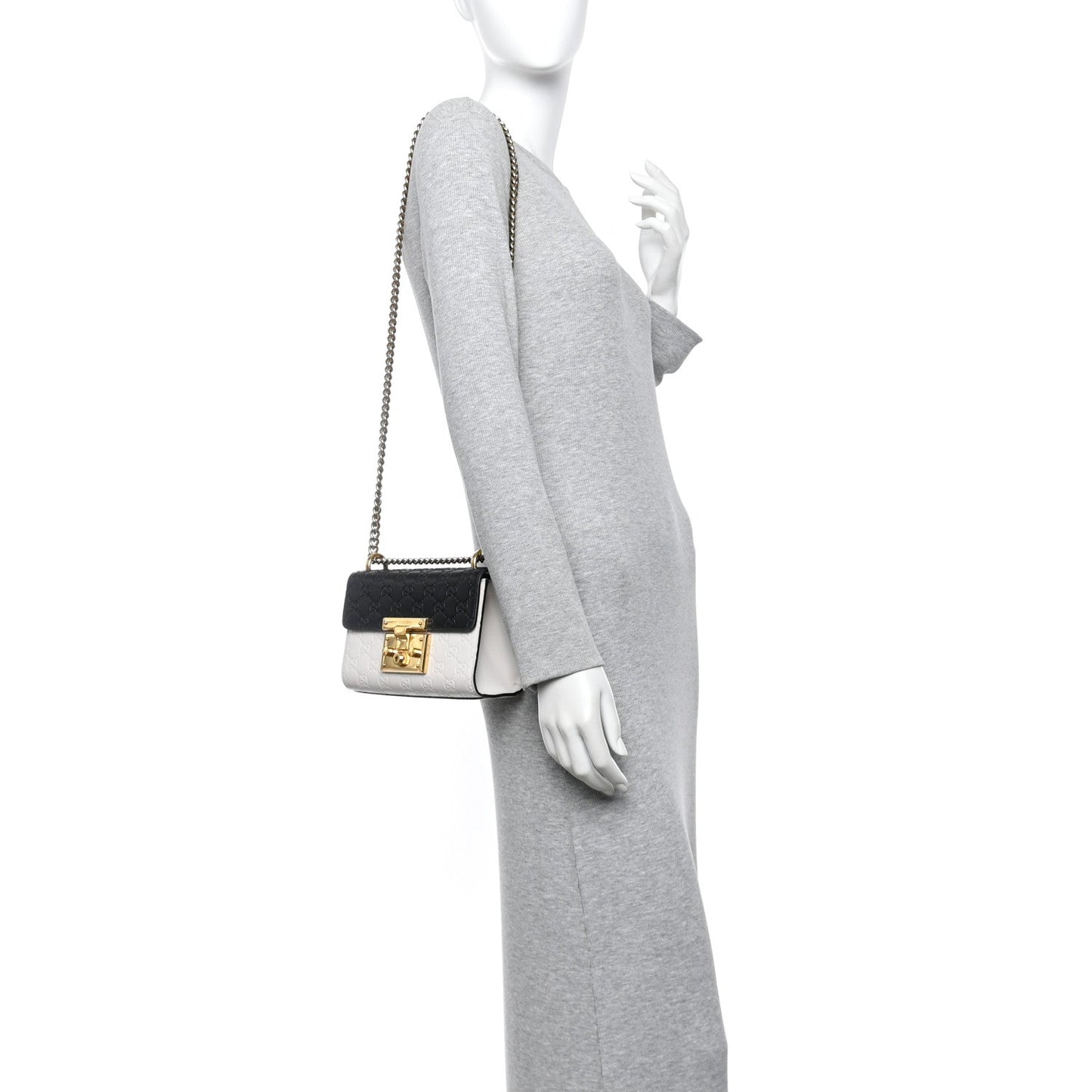 Guccissima Small Padlock Shoulder Bag Black White