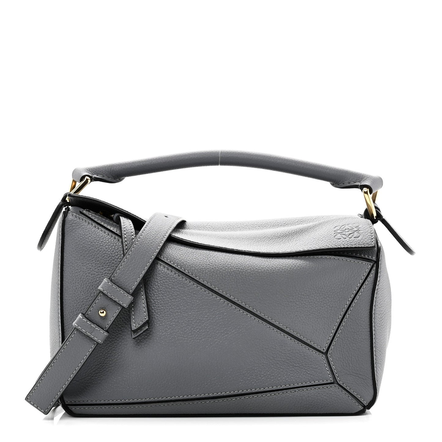 Soft Grained Calfskin Small Puzzle Bag Asphalt Grey