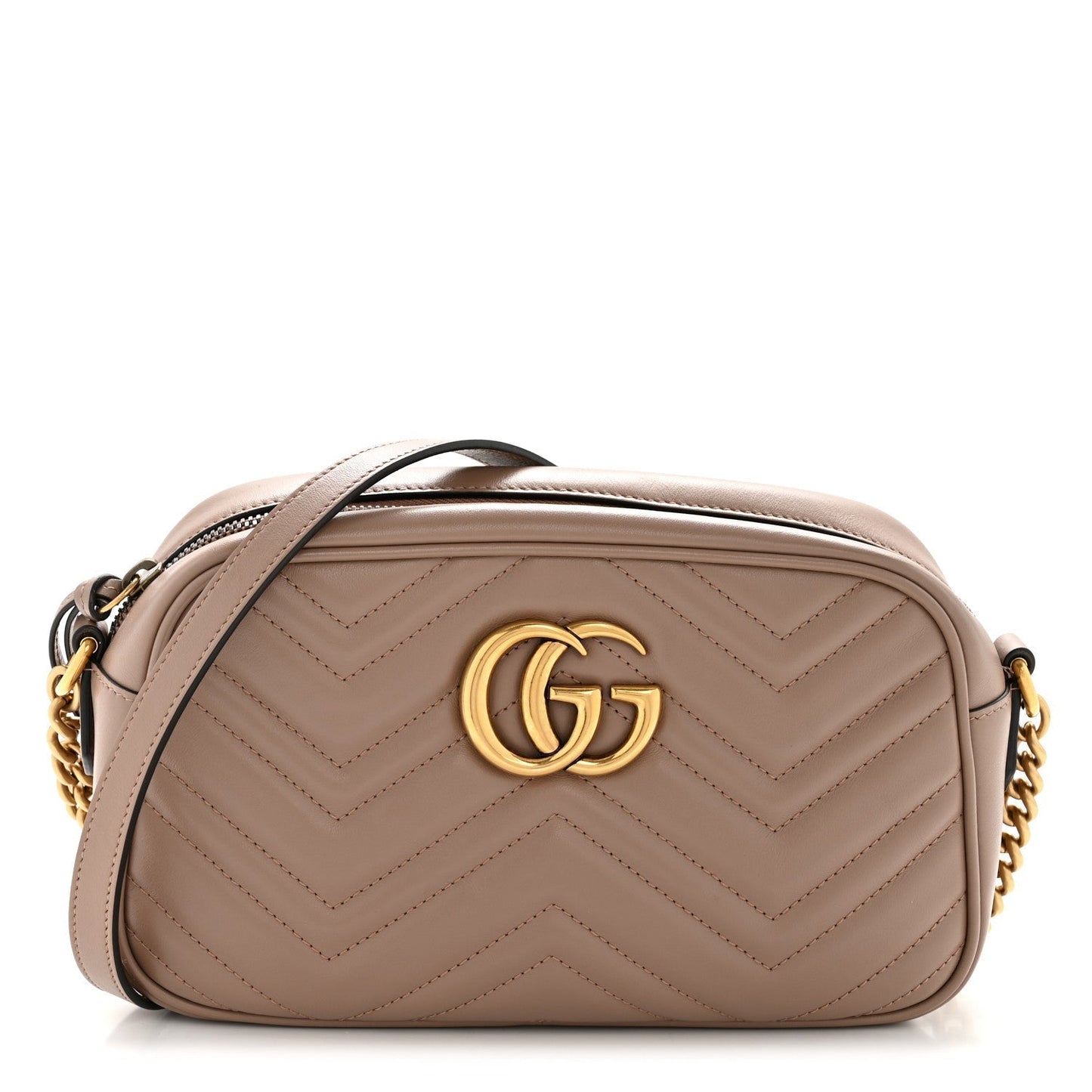 Calfskin Matelasse Small GG Marmont Chain Shoulder Bag Porcelain Rose