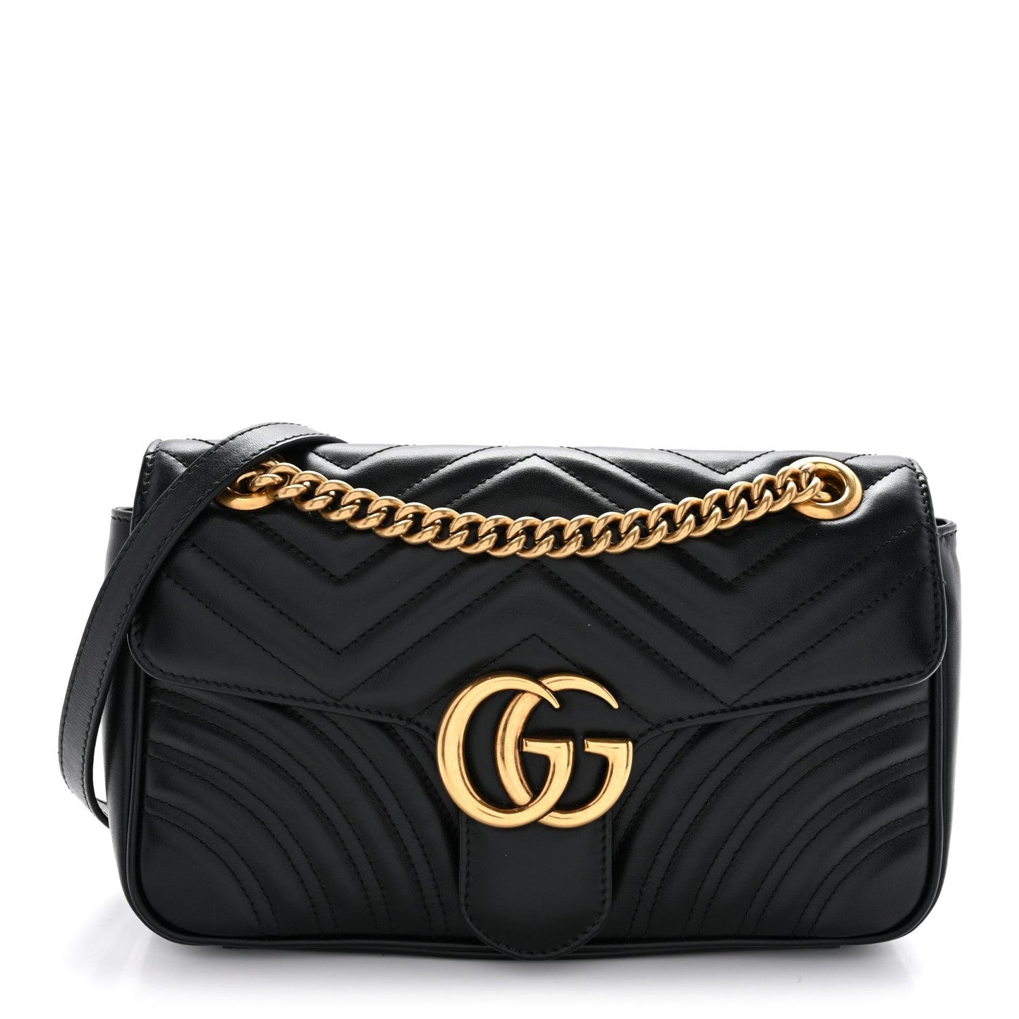 Calfskin Matelasse Small GG Marmont Shoulder Bag Black