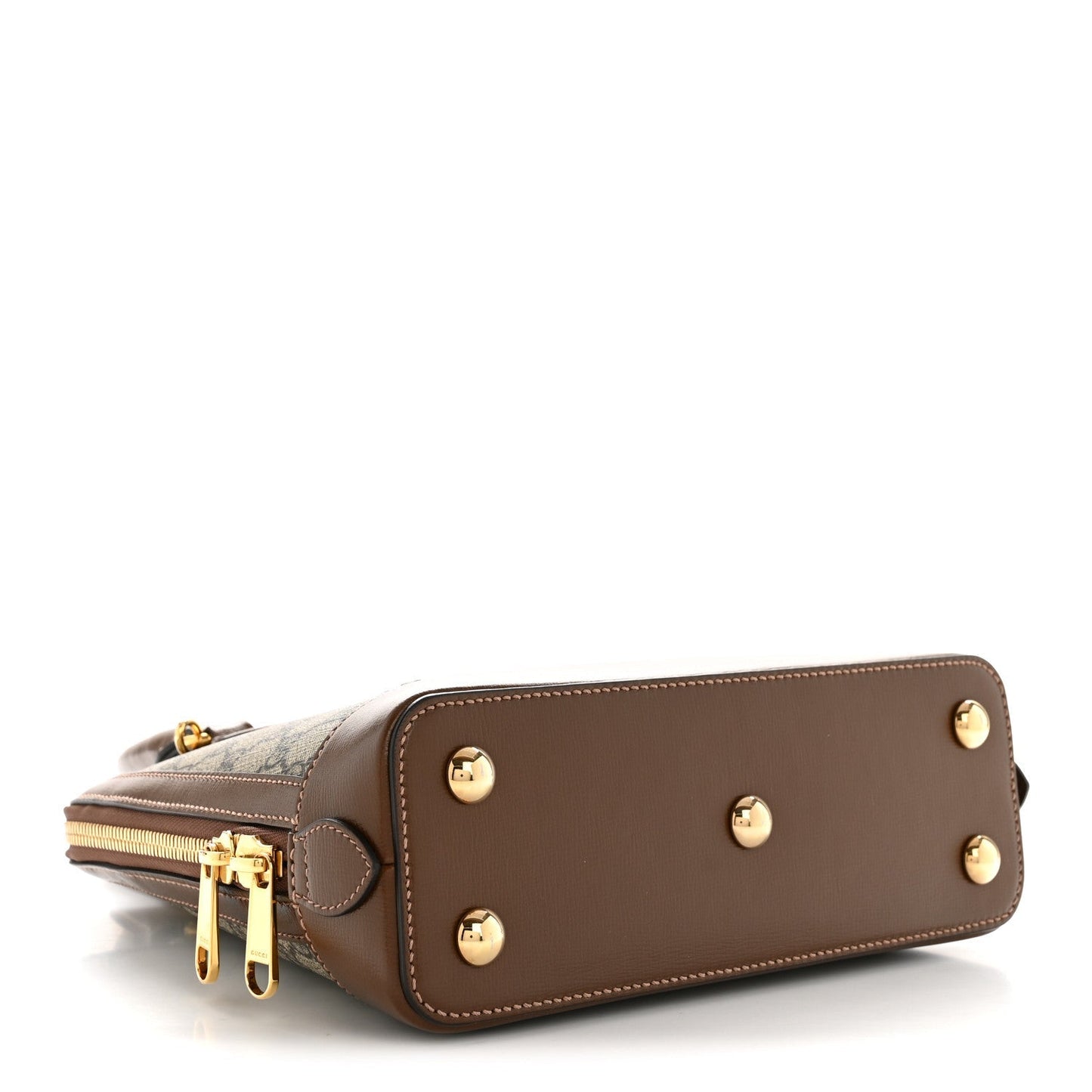 GG Supreme Monogram Azalea Calfskin Small Horsebit 1955 Top Handle Bag Beige Ebony Brown Sugar