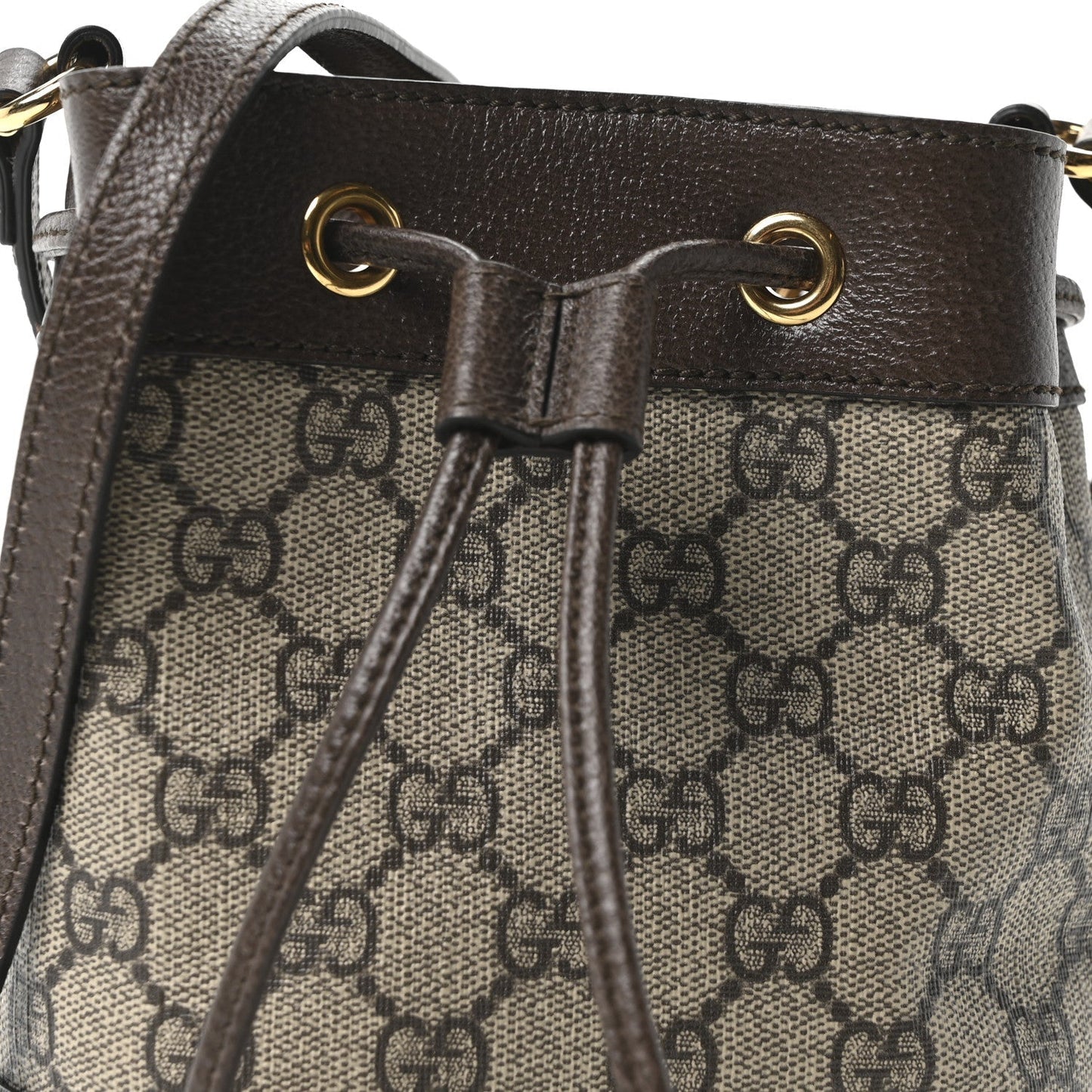 GG Supreme Monogram Web Mini Ophidia Bucket Bag Brown