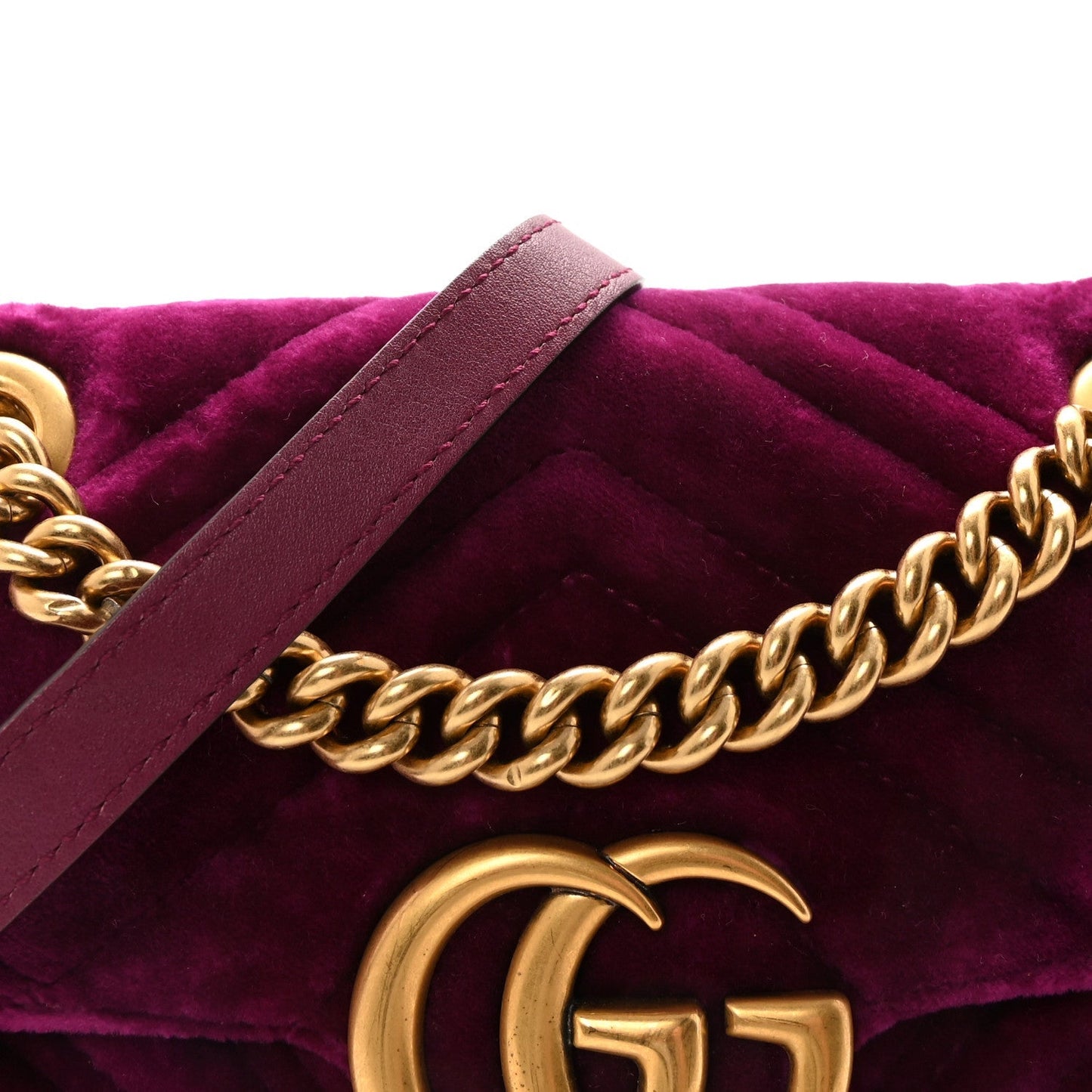Velvet Matelasse Mini GG Marmont Shoulder Bag Fuchsia Violet Cyclamen