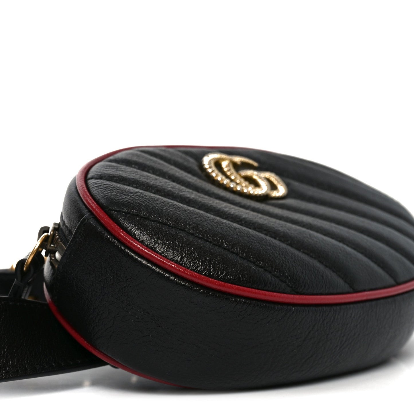 Azalea Calfskin Matelasse Diagonal Torchon GG Marmont Belt Bag 75 30 Black Romantic Cerise