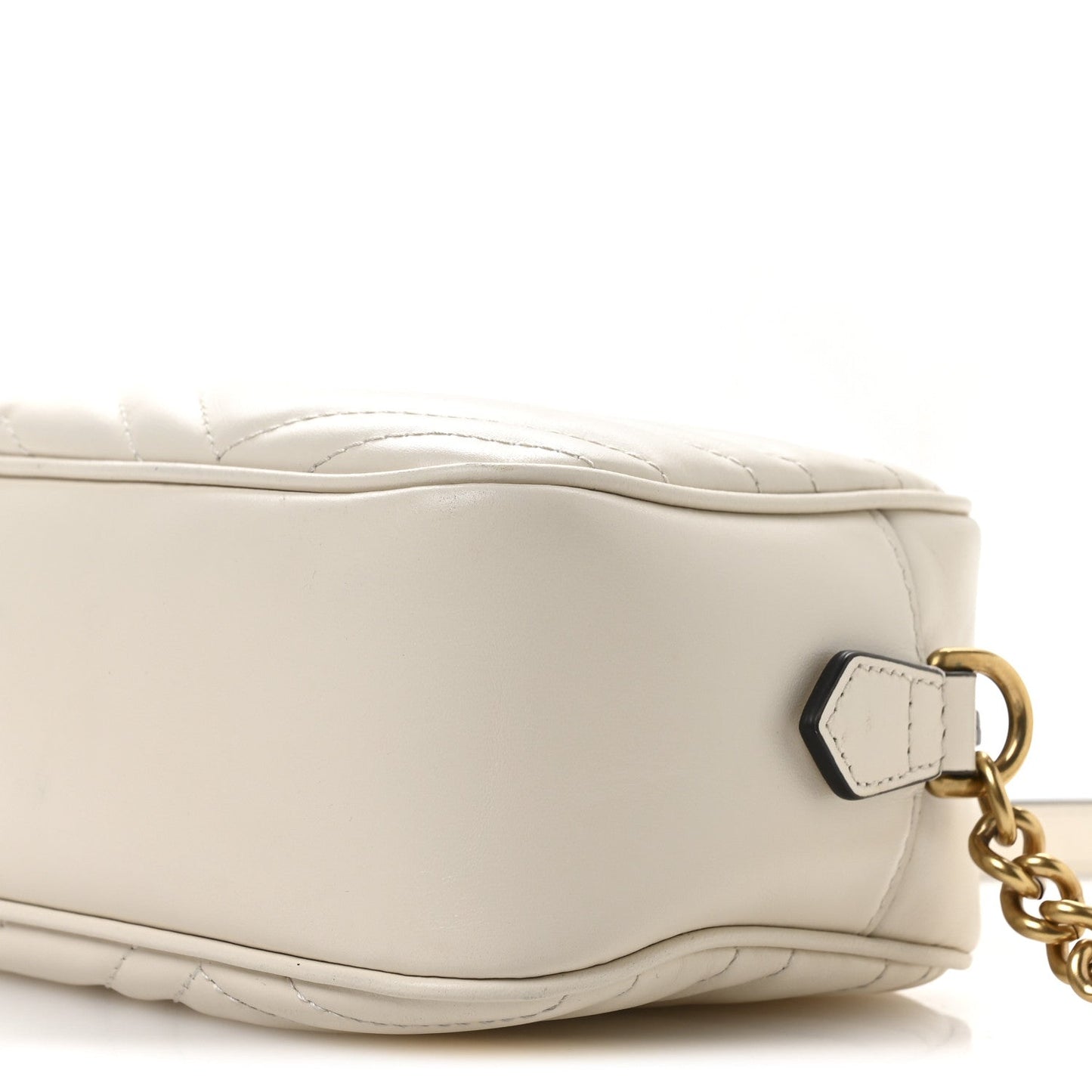 Calfskin Matelasse Small GG Marmont Chain Shoulder Bag White
