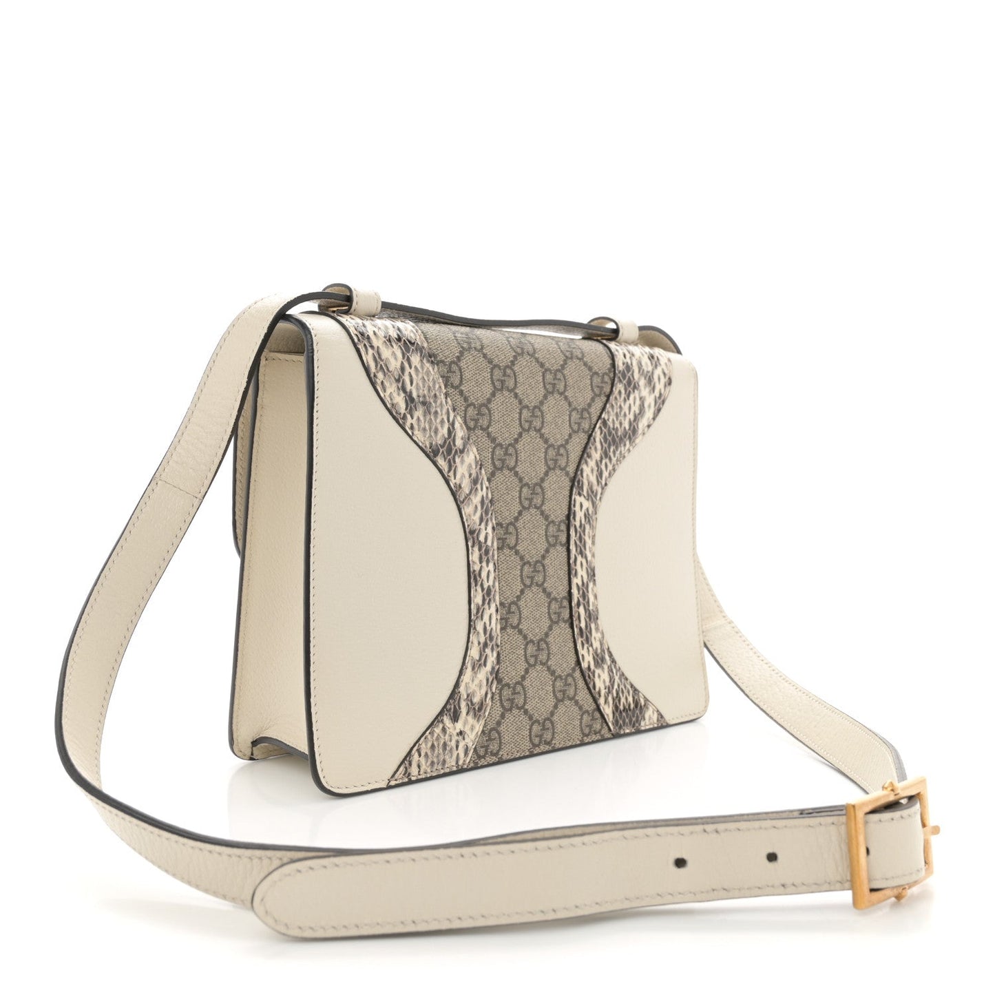 Nappa Elaphe GG Supreme Monogram Medium Osiride Shoulder Bag Mystic White Roccia Beige Ebony