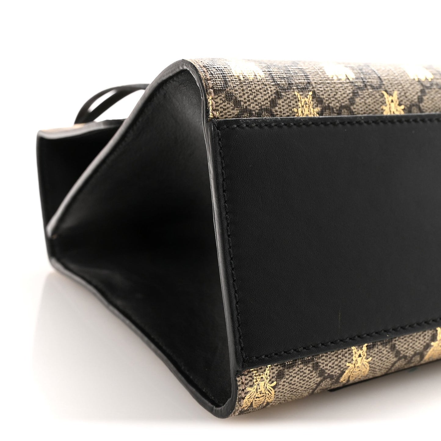 GG Supreme Monogram Bees Medium Padlock Shoulder Bag Beige Oro Black