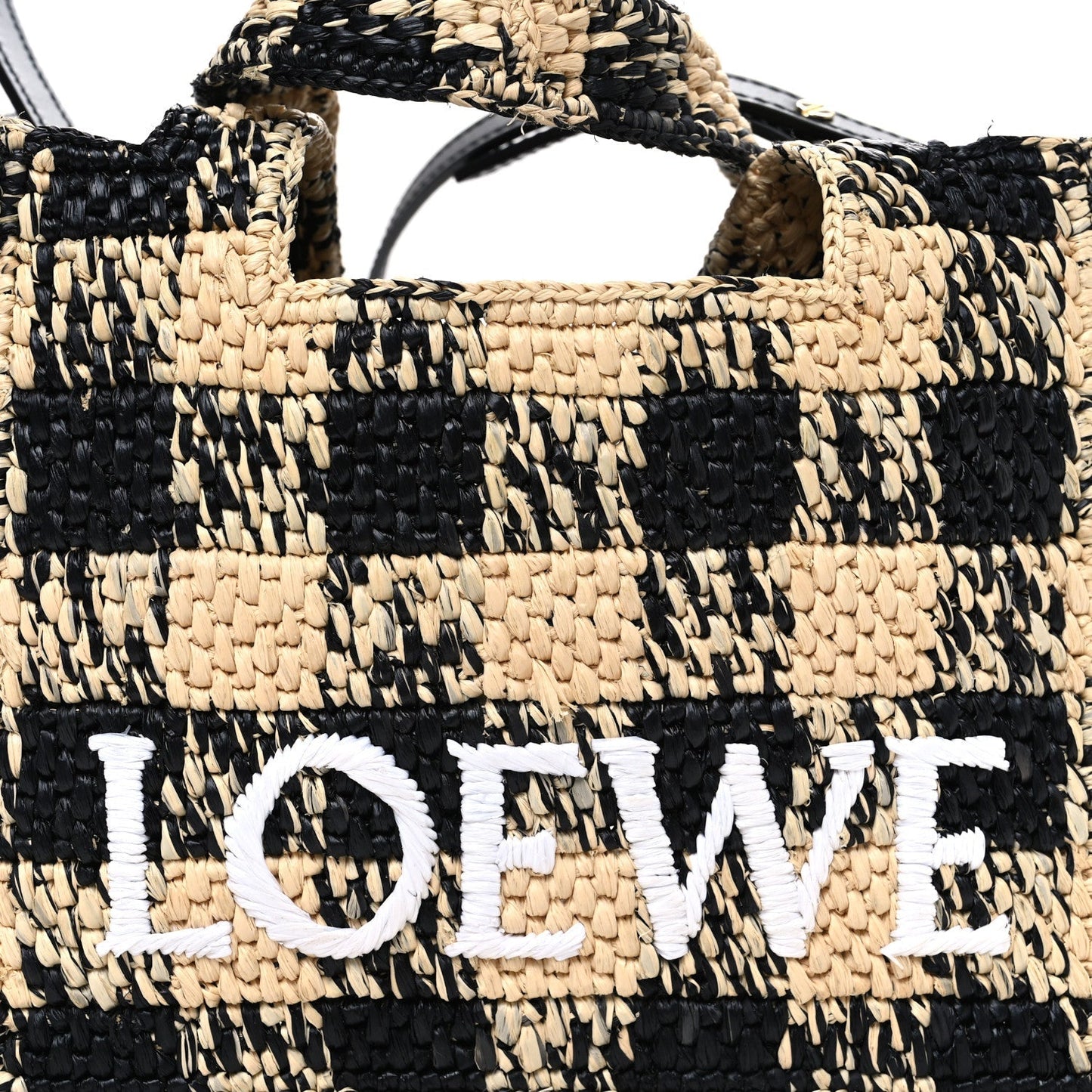 X PAULA'S IBIZA Raffia Mini Font Tote Black Natural