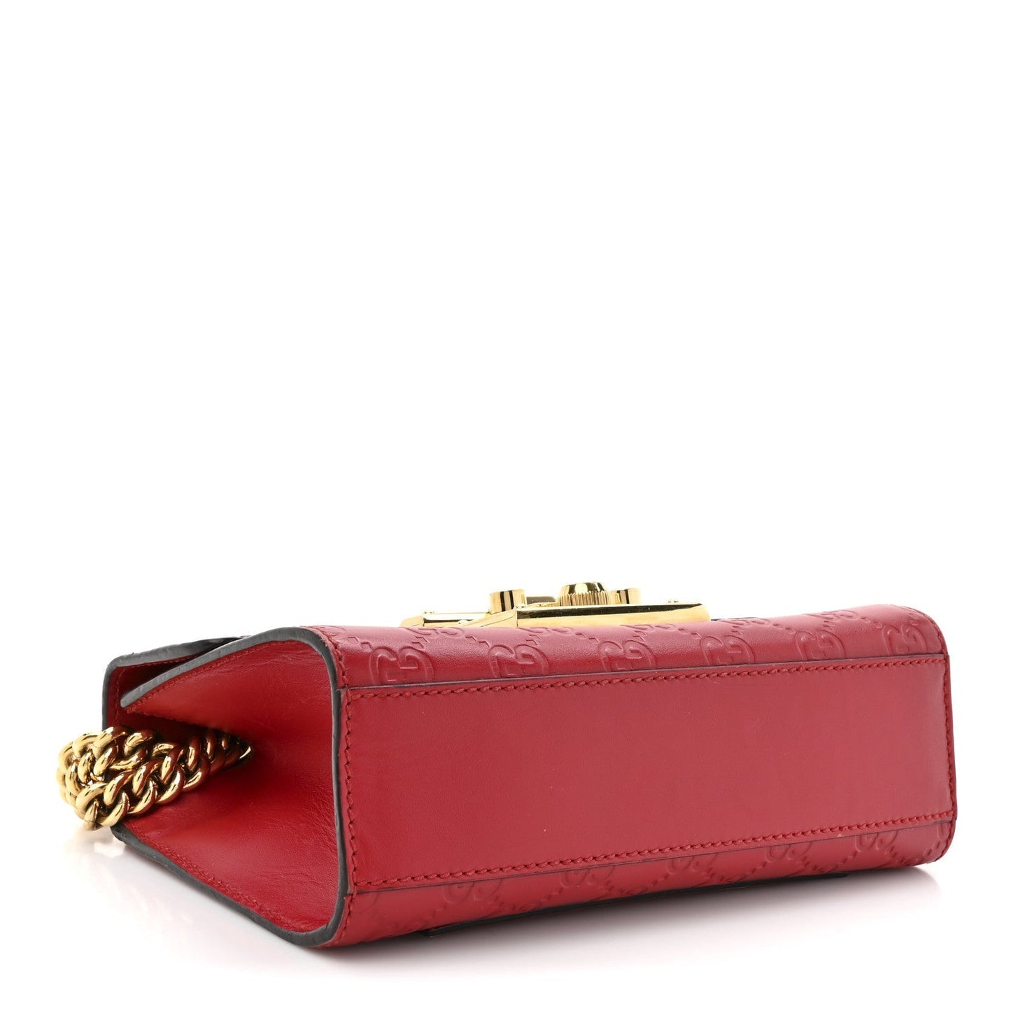 Guccissima Small Padlock Shoulder Bag Hibiscus Red