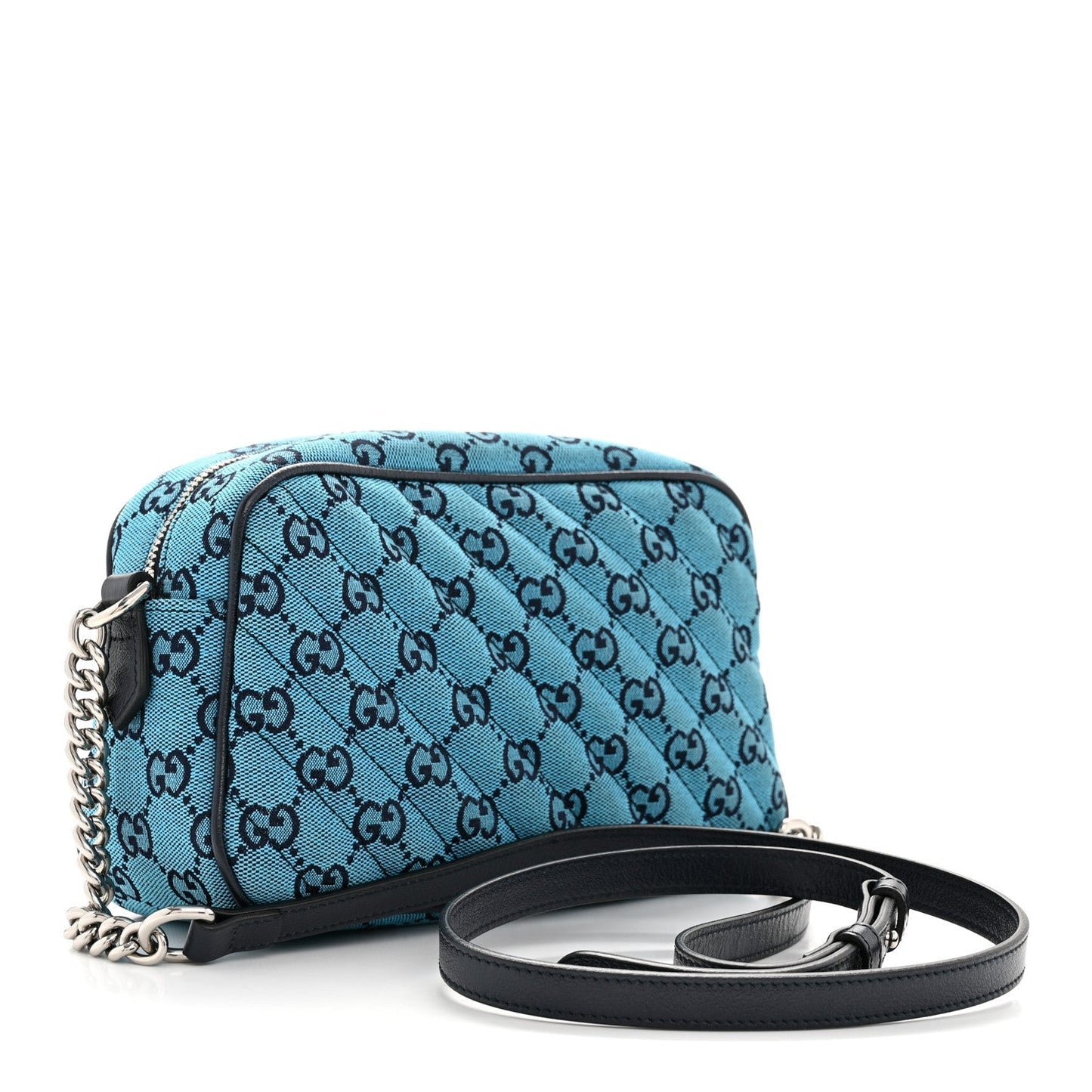Monogram Multicolor Matelasse Diagonal Small GG Marmont Chain Shoulder Bag Light Blue