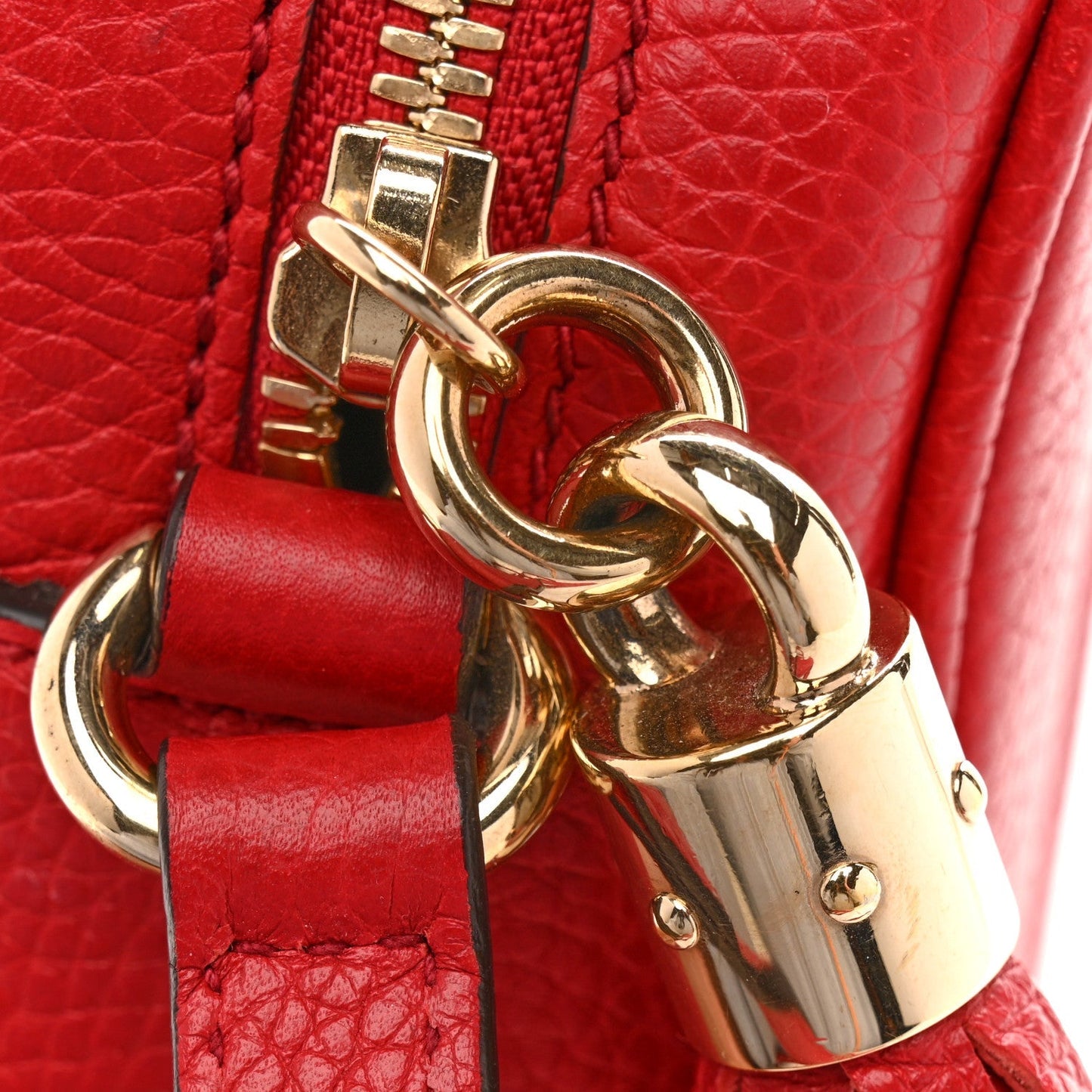 Pebbled Calfskin Small Soho Disco Bag Tabasco Red