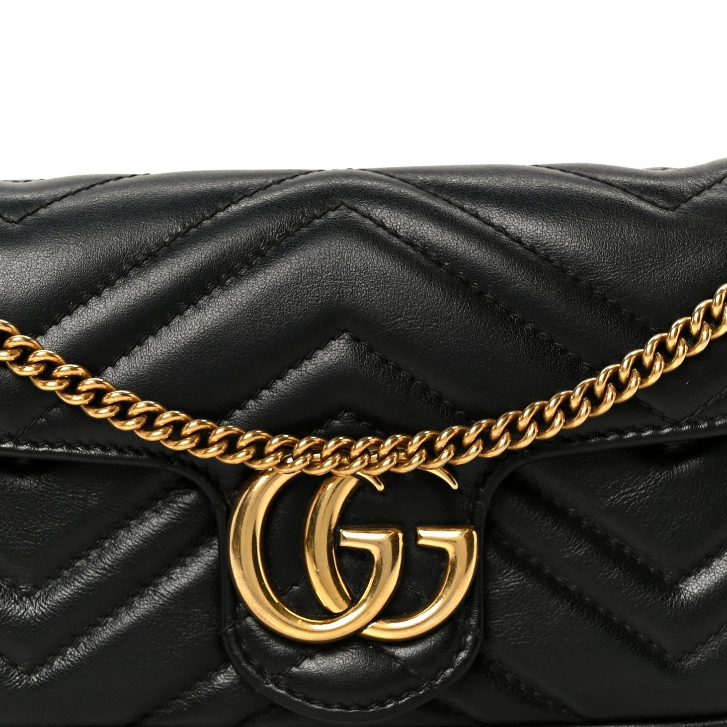 Calfskin Matelasse Super Mini GG Marmont Shoulder Bag Black