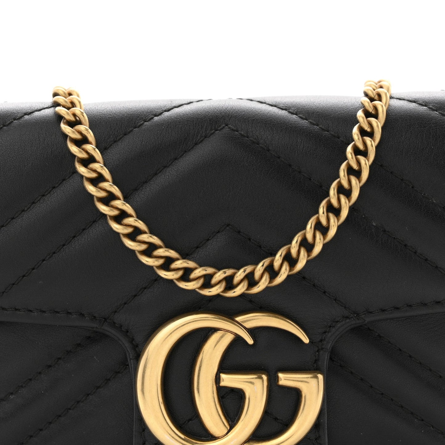 Calfskin Matelasse Super Mini GG Marmont Shoulder Bag Black