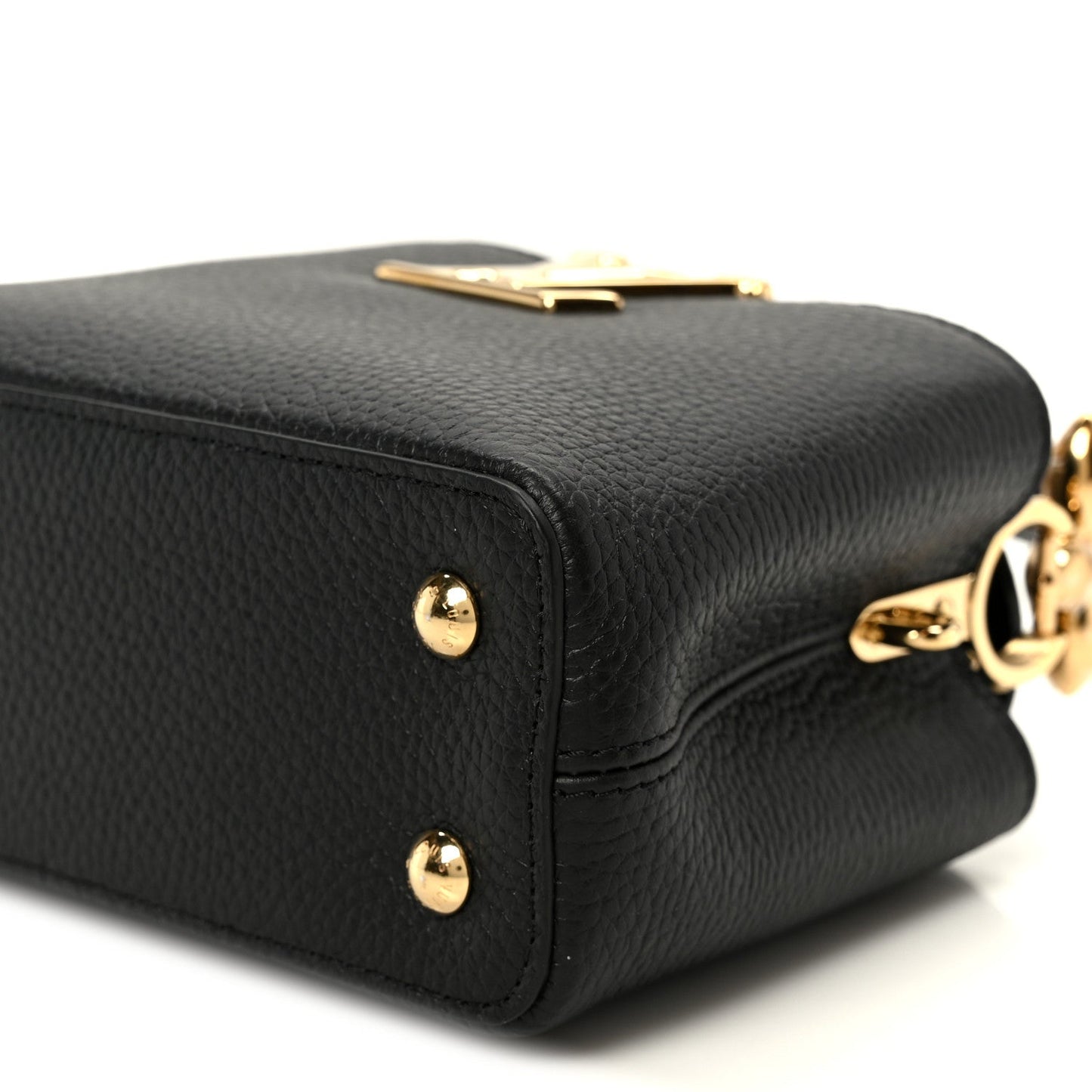 Taurillon Embellished Flower Handle Capucines Mini Black