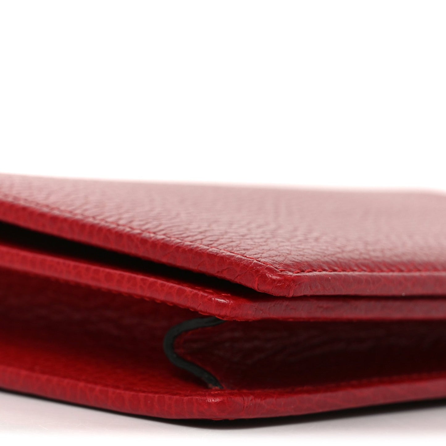 Dollar Calfskin Mini GG Marmont Chain Wallet Hibiscus Red