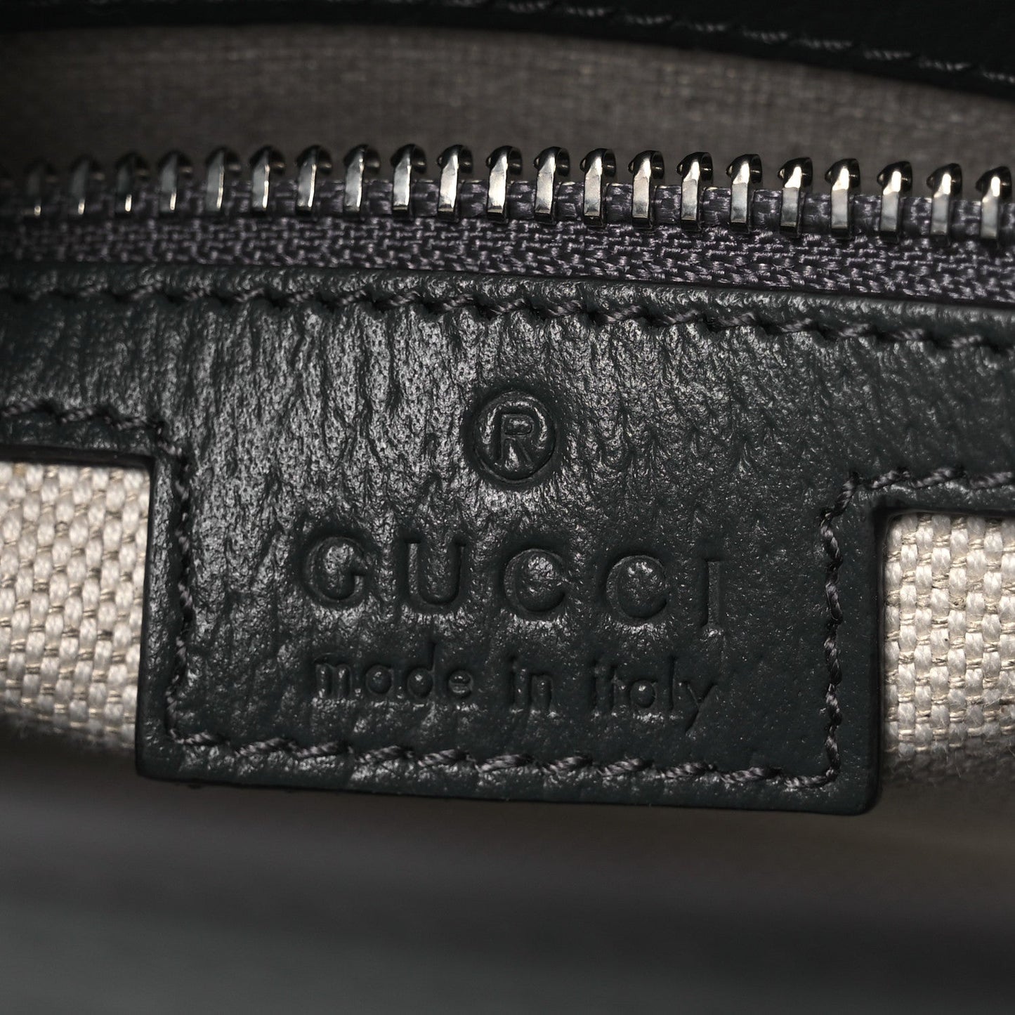 GG Supreme Monogram Textured Dollar Calfskin Web Small Ophidia Shoulder Bag Grey Black Graphite Grey