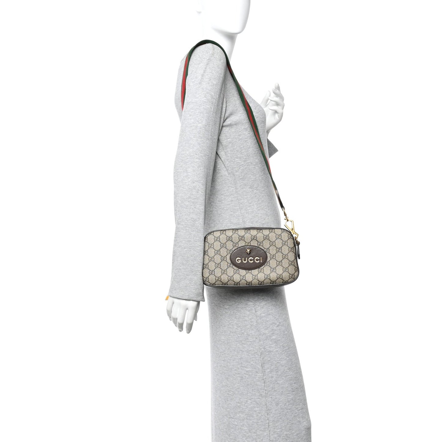 GG Supreme Monogram Web Neo Vintage Shoulder Bag Beige New Acero Crop