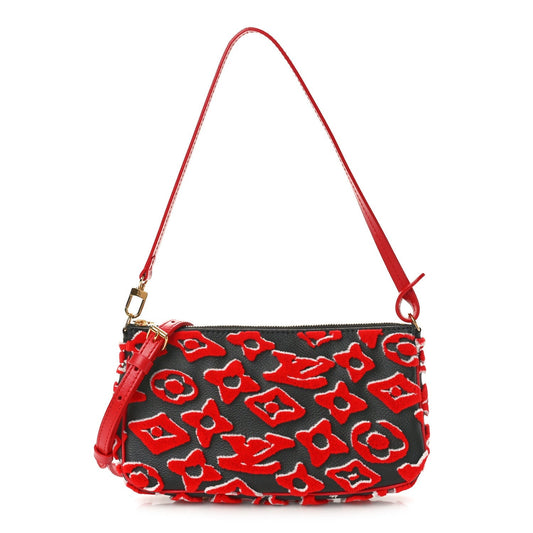 X UF Tufted Monogram Pochette Accessories Black Red