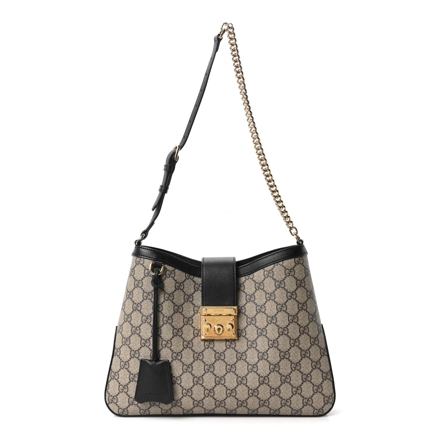 GG Supreme Monogram Medium Padlock Shoulder Bag Black