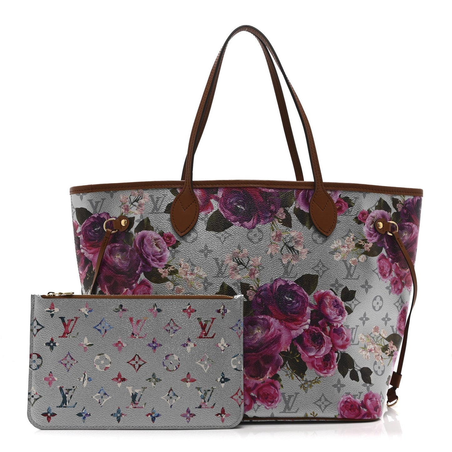 Metallic Monogram LV Garden Neverfull MM  Silver