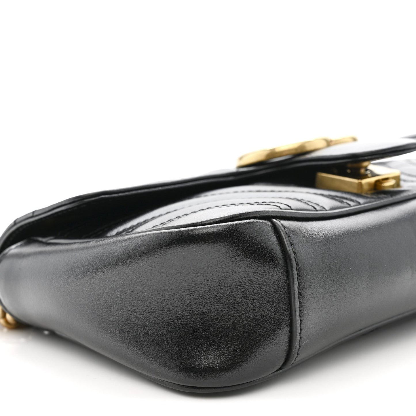 Calfskin Matelasse Mini GG Marmont Shoulder Bag Black