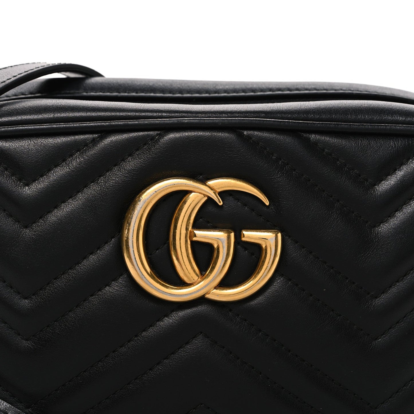 Calfskin Matelasse Small GG Marmont Chain Shoulder Bag Black