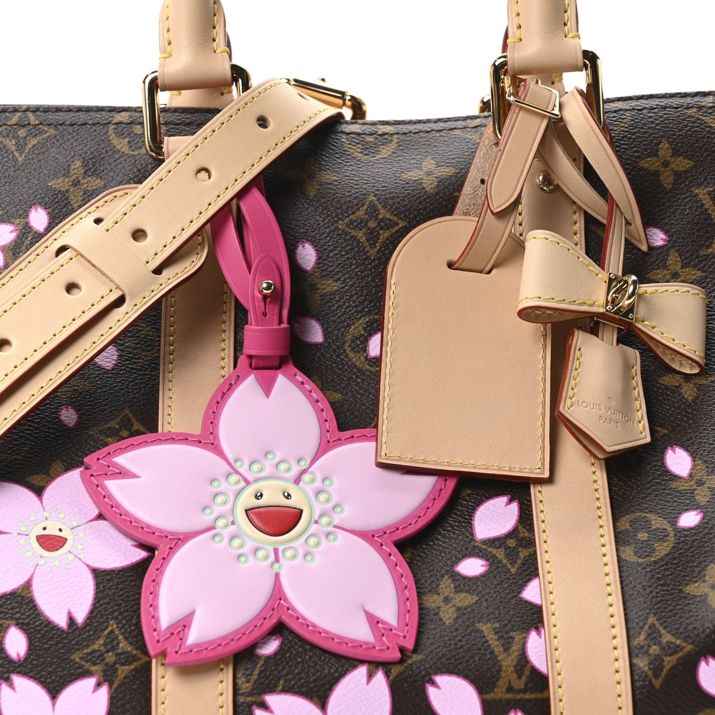 LV X TM Monogram Cherry Blossom Keepall Bandouliere 45 Sakura Brown