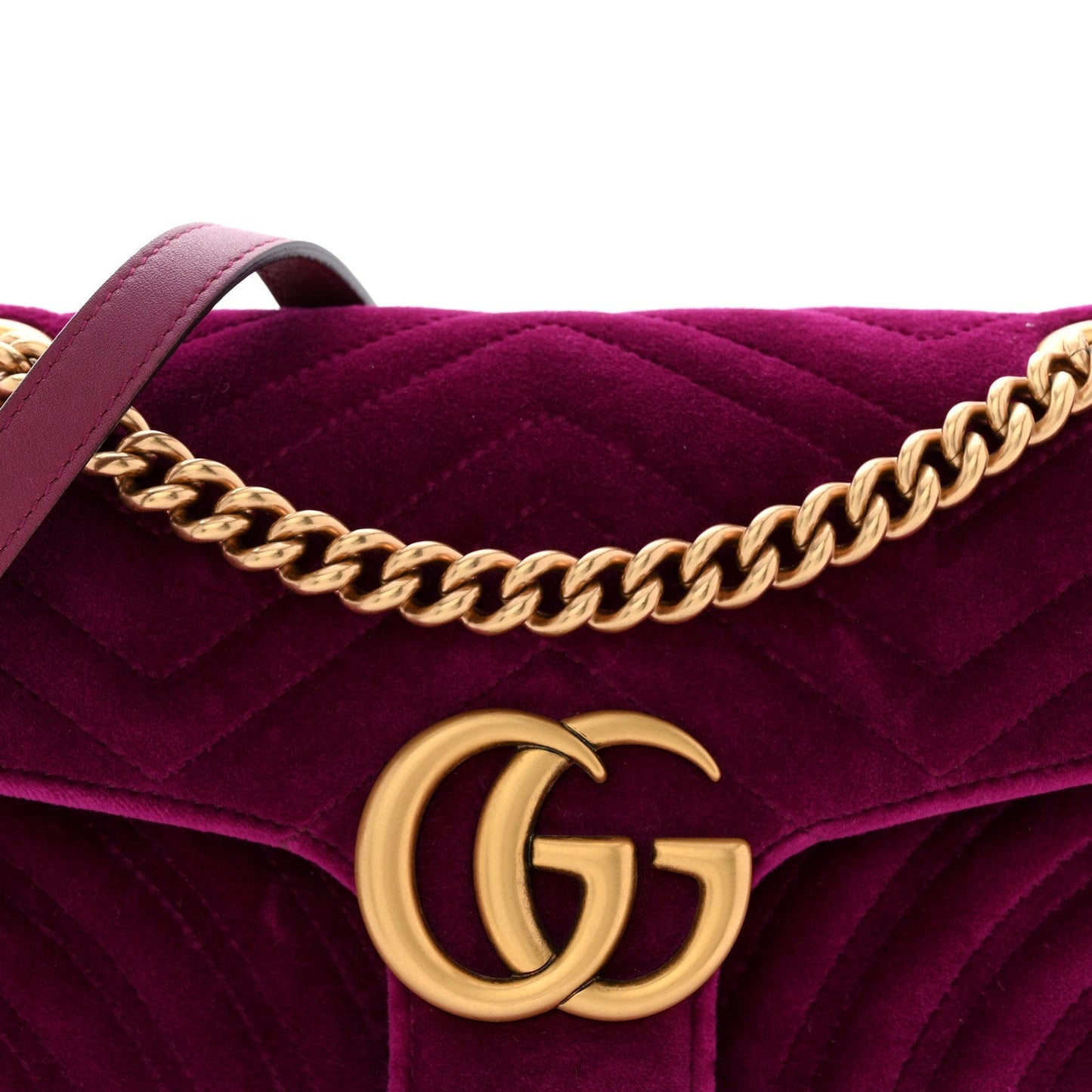 Velvet Matelasse Small GG Marmont Shoulder Bag Fuchsia Violet Cyclamen