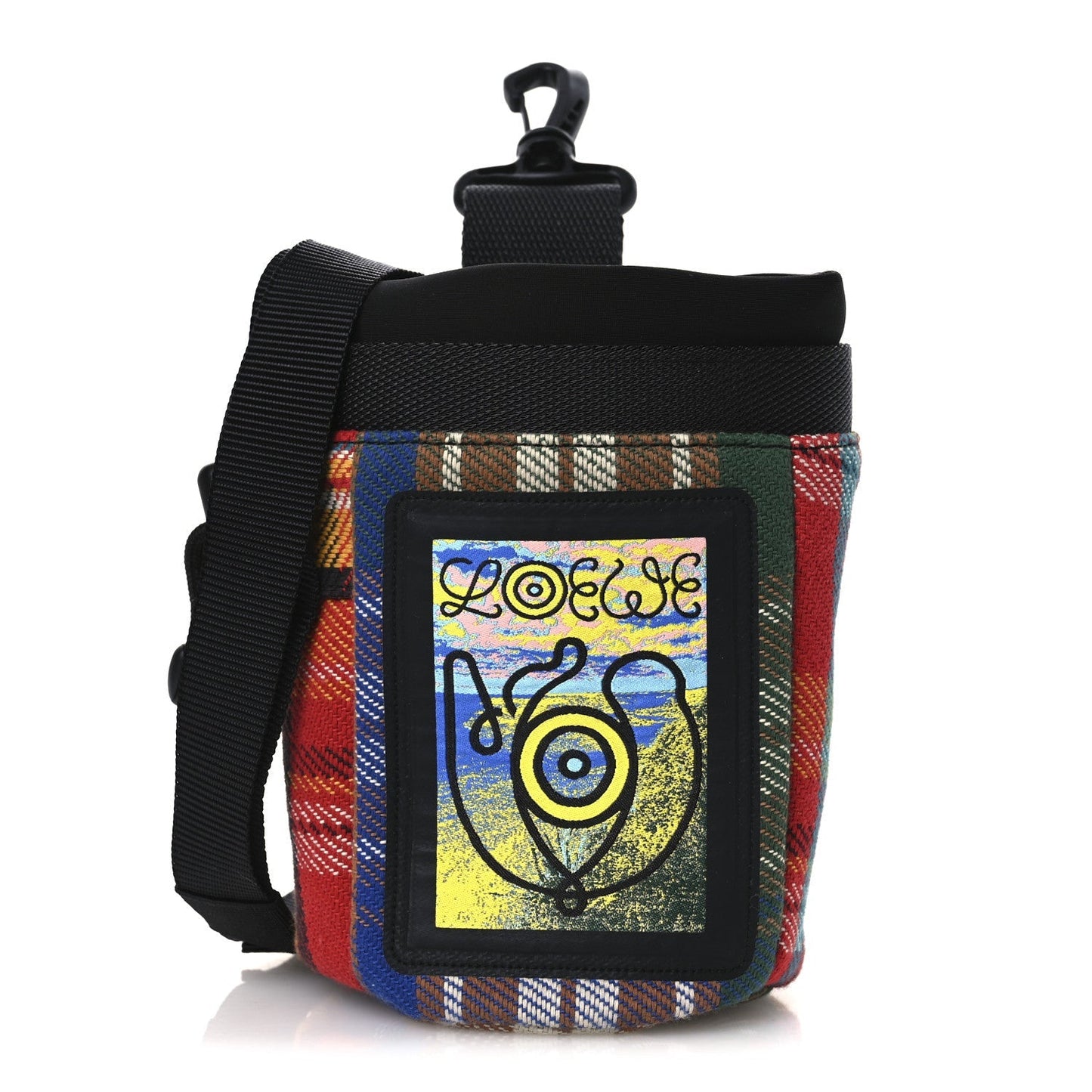 Neoprene Wool Tartan Eye/LOEWE/Nature Chalk Drawstring Bag Multicolor